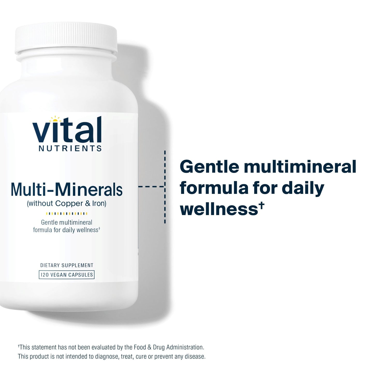 Vital Nutrients Multi-Minerals - Citrate/Malate Formula (No Copper or Iron) - Vegan Daily Multimineral - Gluten, Dairy, Soy Free - Non-GMO, 120 Capsules