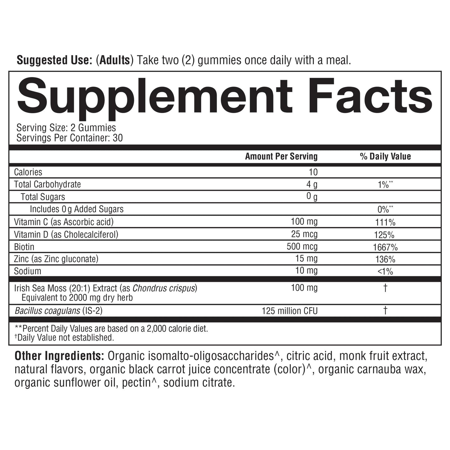 Youtheory Zero Sugar Irish Sea Moss Gummies 60 Count