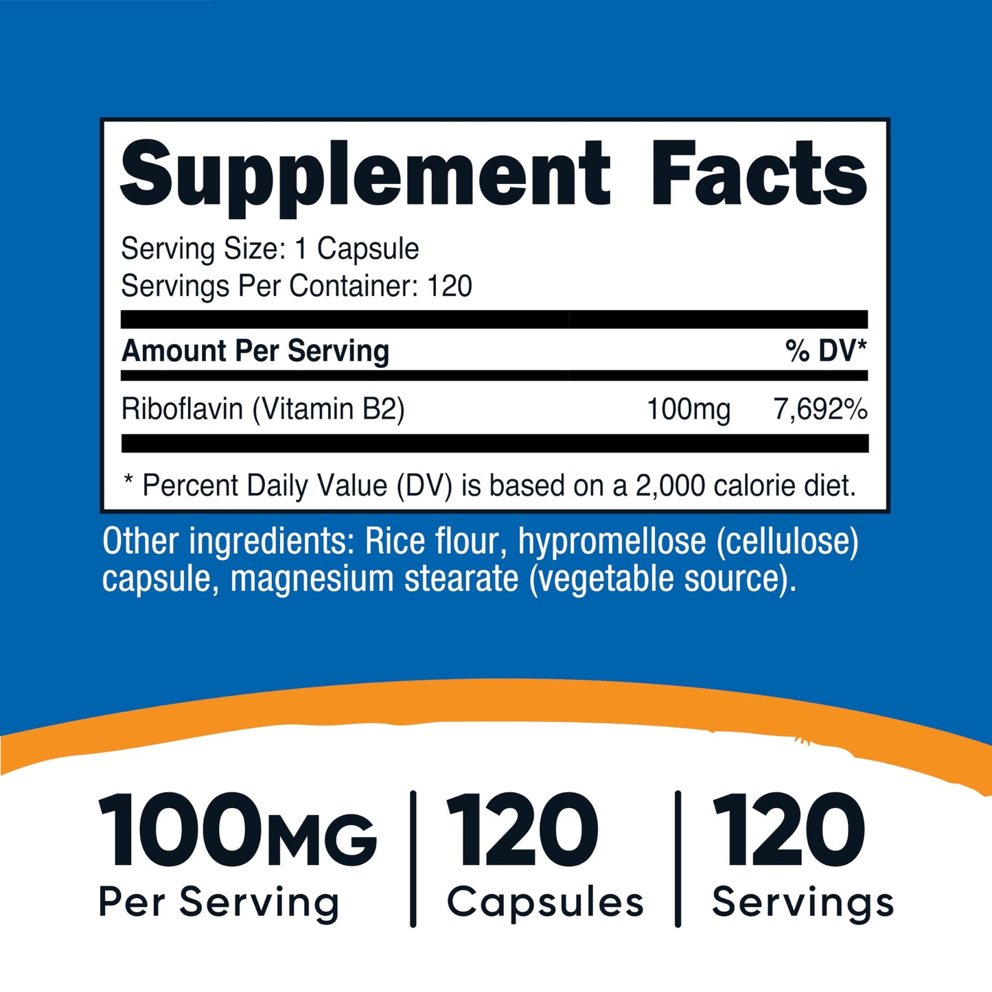 Nutricost Vitamin B2 (Riboflavin) 100mg, 240 Capsules