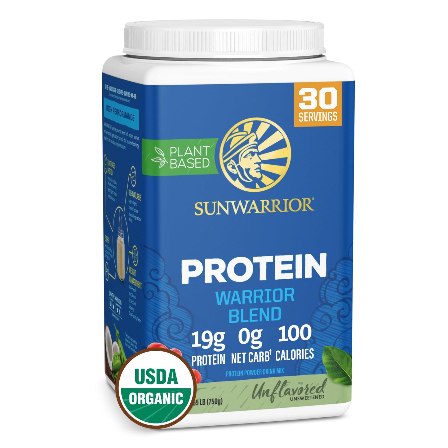 Sunwarrior Warrior Blend Vegan Organic Protein Powder, 30 Servings