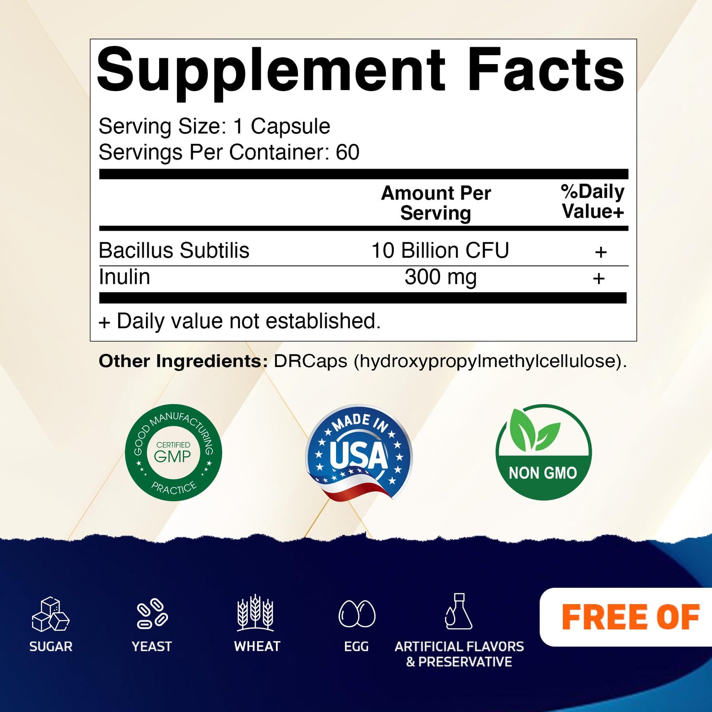 Vitamatic Bacillus Subtilis 10 Billion per DR Powder, 60 Count