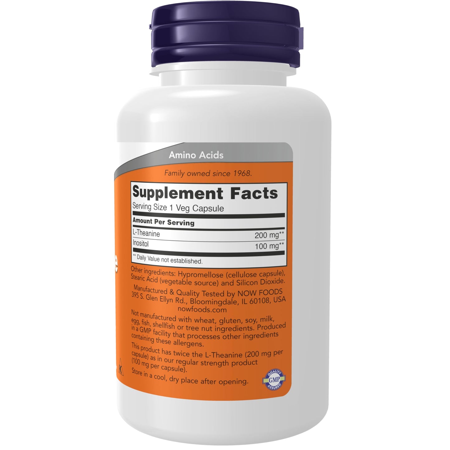 NOW Foods L-Theanine 200 mg with Inositol Stress Management*, 120 Veg Capsules