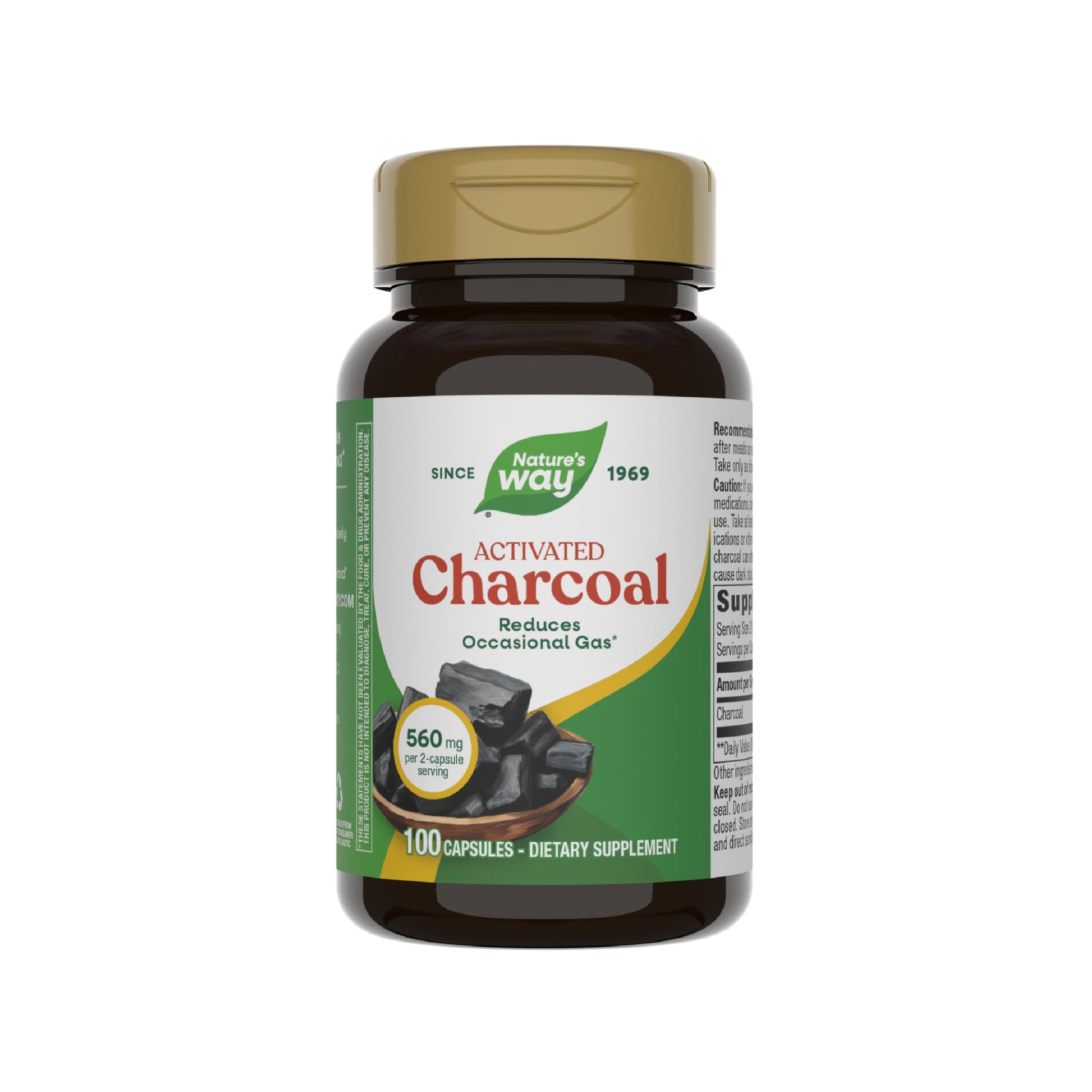 Nature's Way Activated Charcoal Supplement Capsules 100