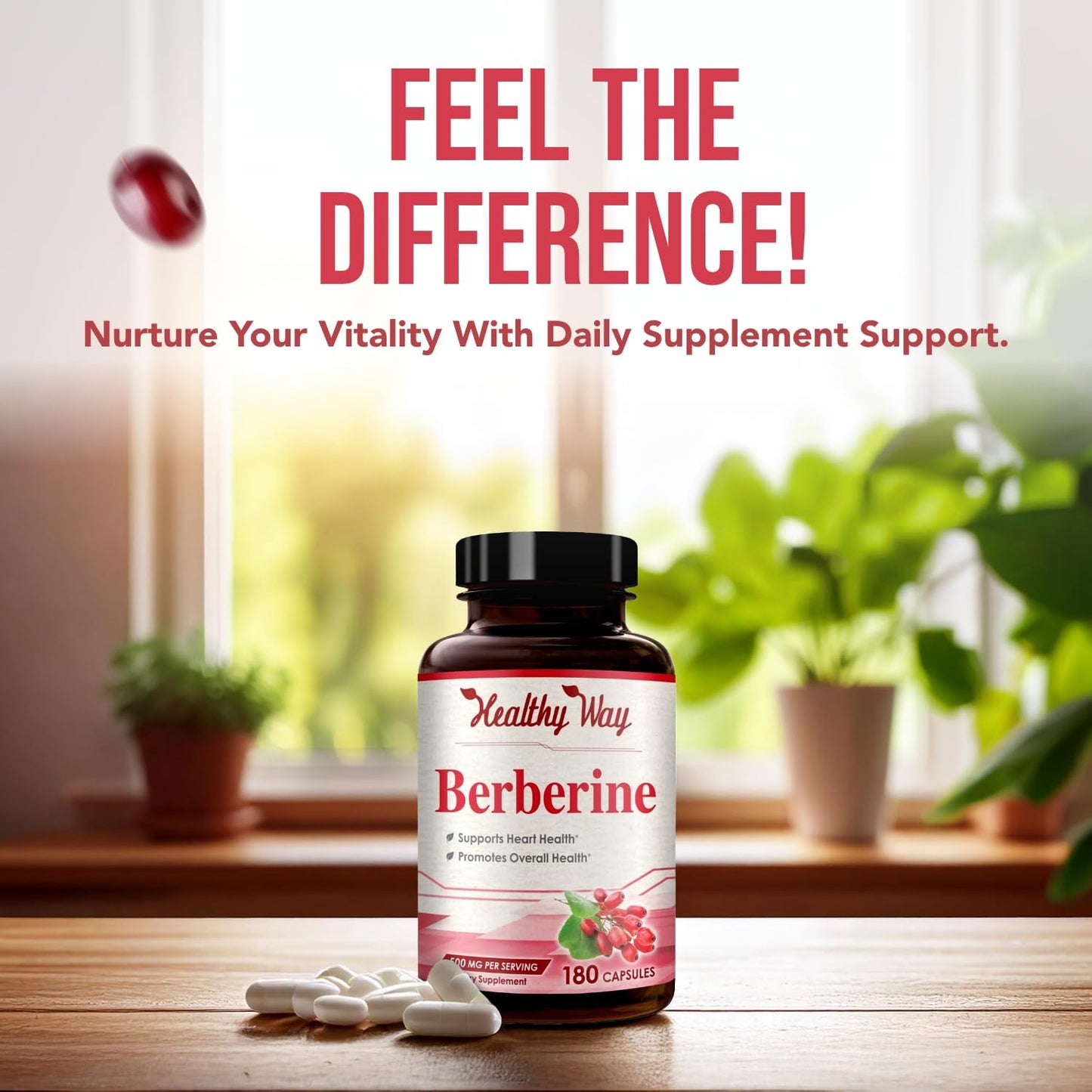 HealthyWayRx Berberine Supplement 500mg Capsules, 180 Count