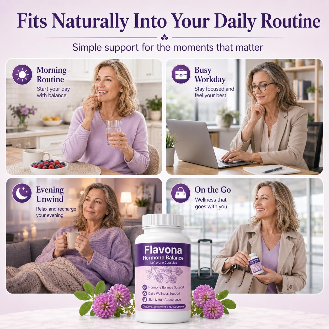 Flavona Hormone Balance for Women Capsules, 90 Count, Non-GMO