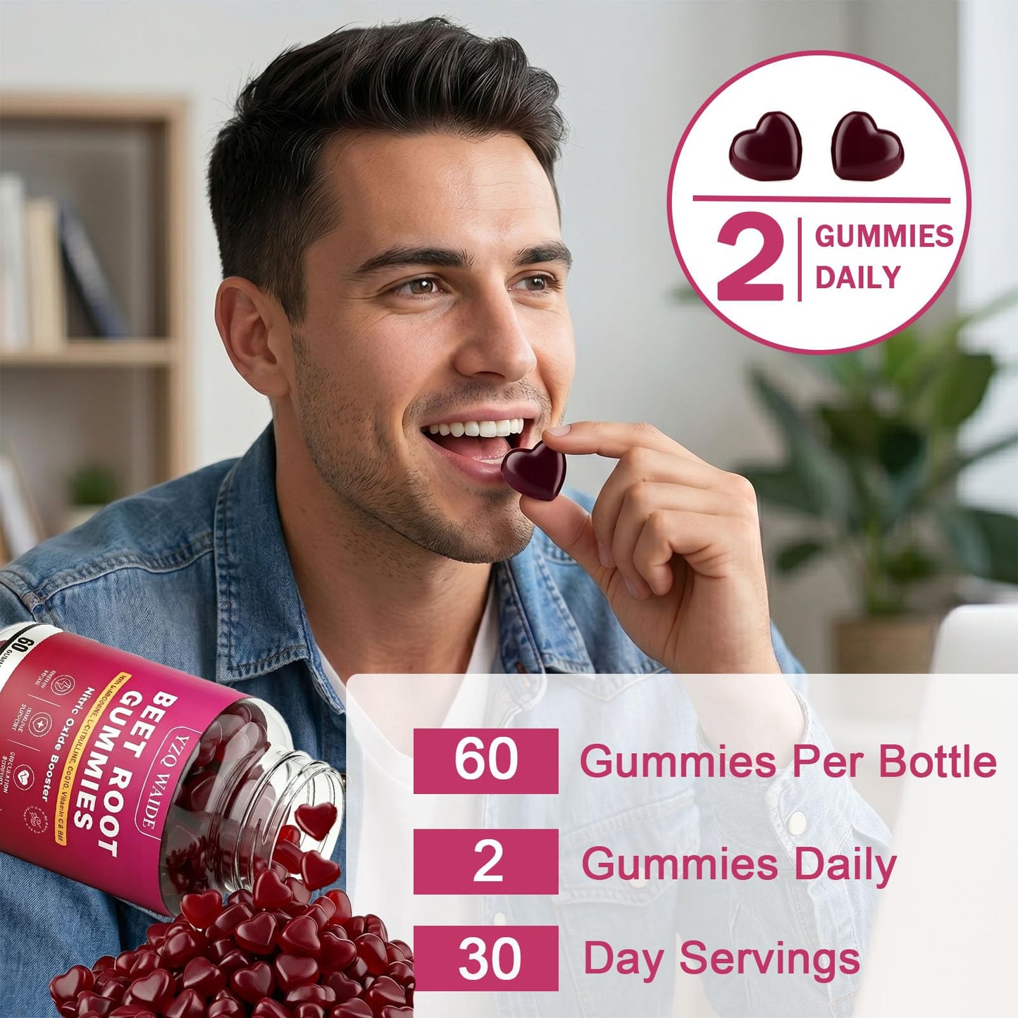 YZQ WAIDE Beet Root Gummies 60 Count
