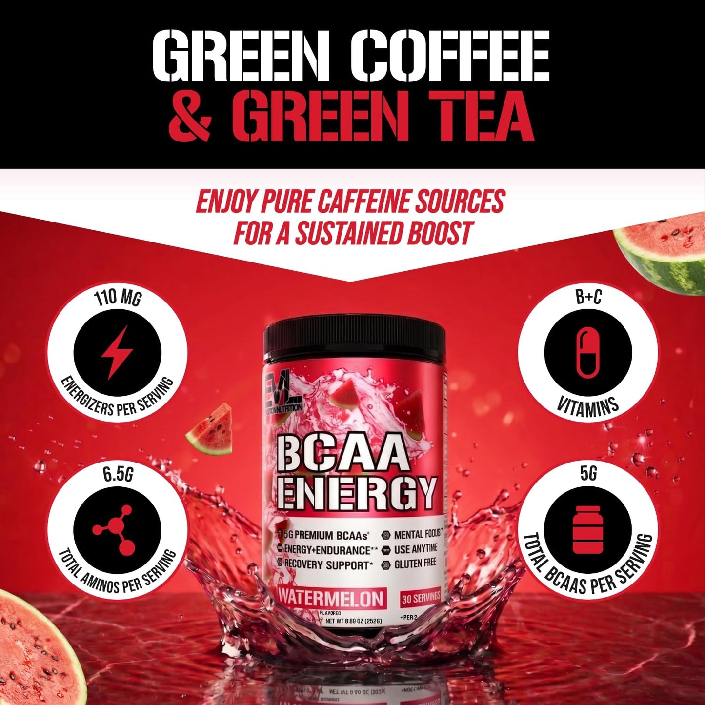 Evlution BCAAs Amino Acids Watermelon Powder 10.2