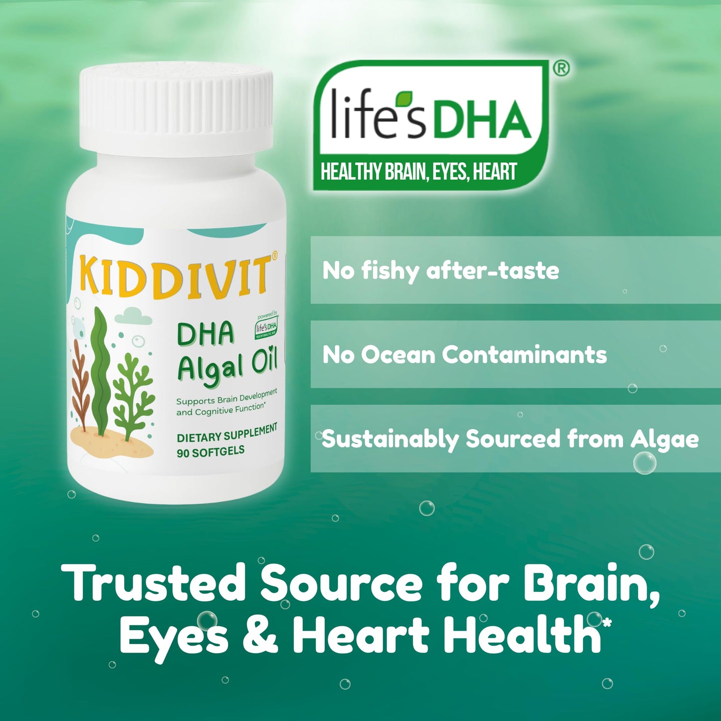 Kiddivit Algal Oil DHA Softgels for Kids 90 Softgels