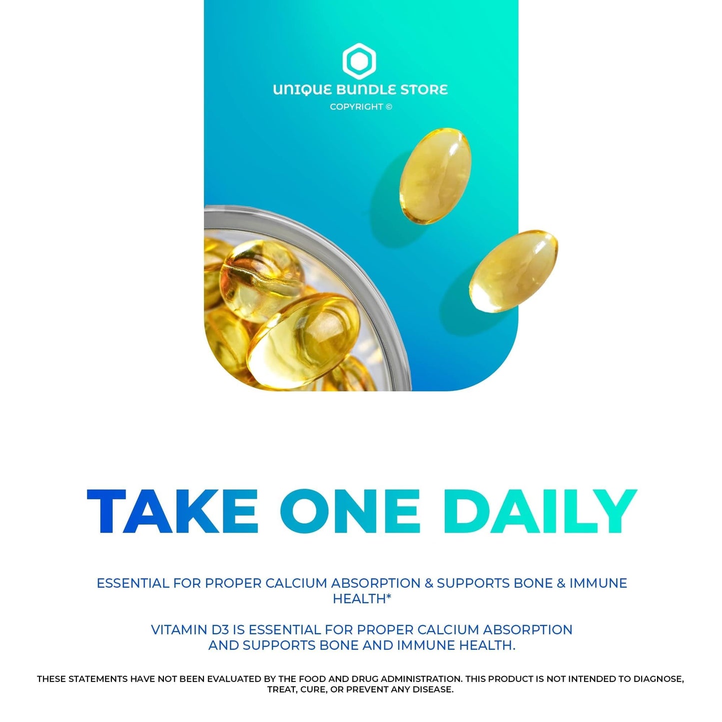 Unique Bundle Store Vitamin D3 50 mcg (2000IU) Softgels 600