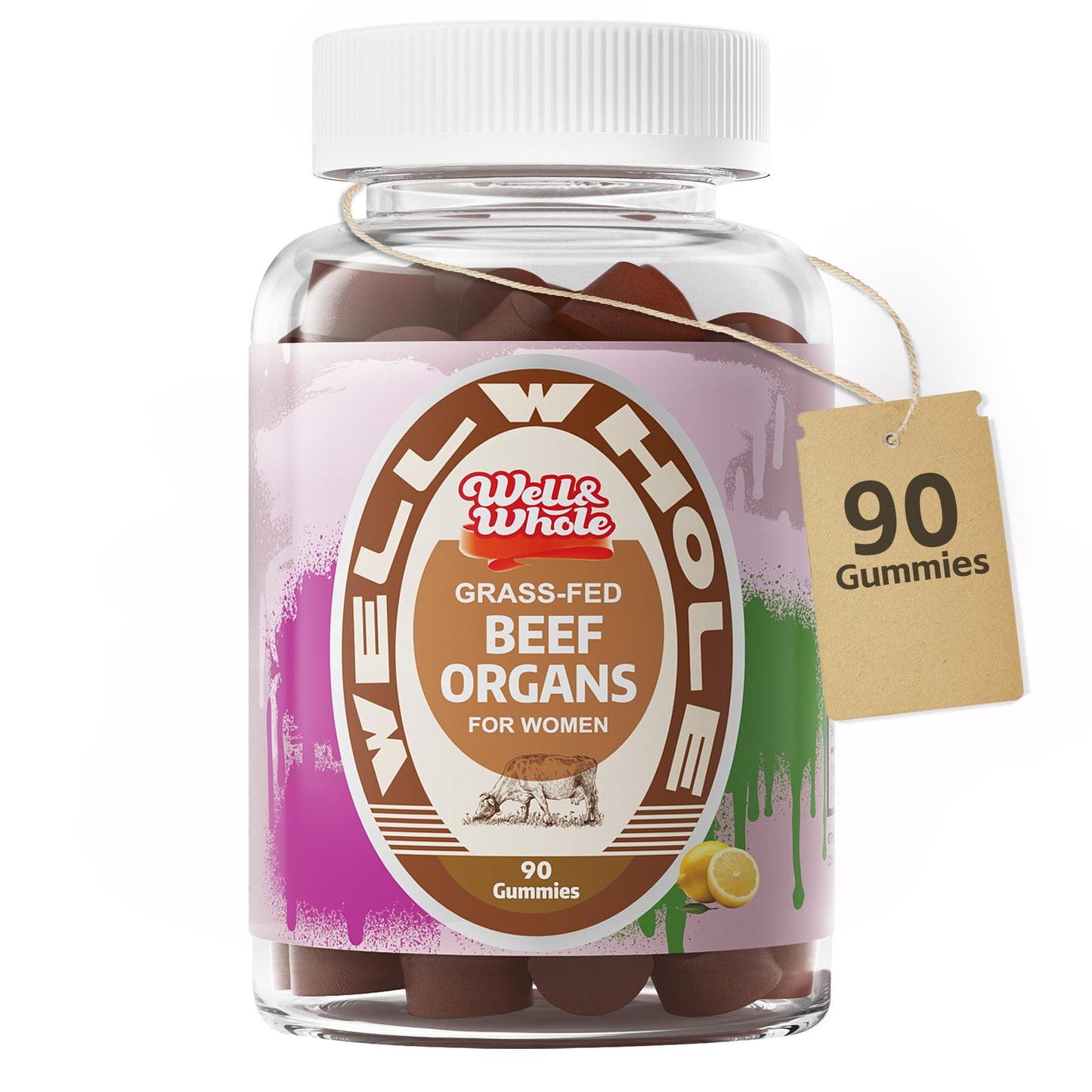 Well&Whole Beef Organ Supplement for Women Gummy 90 Count