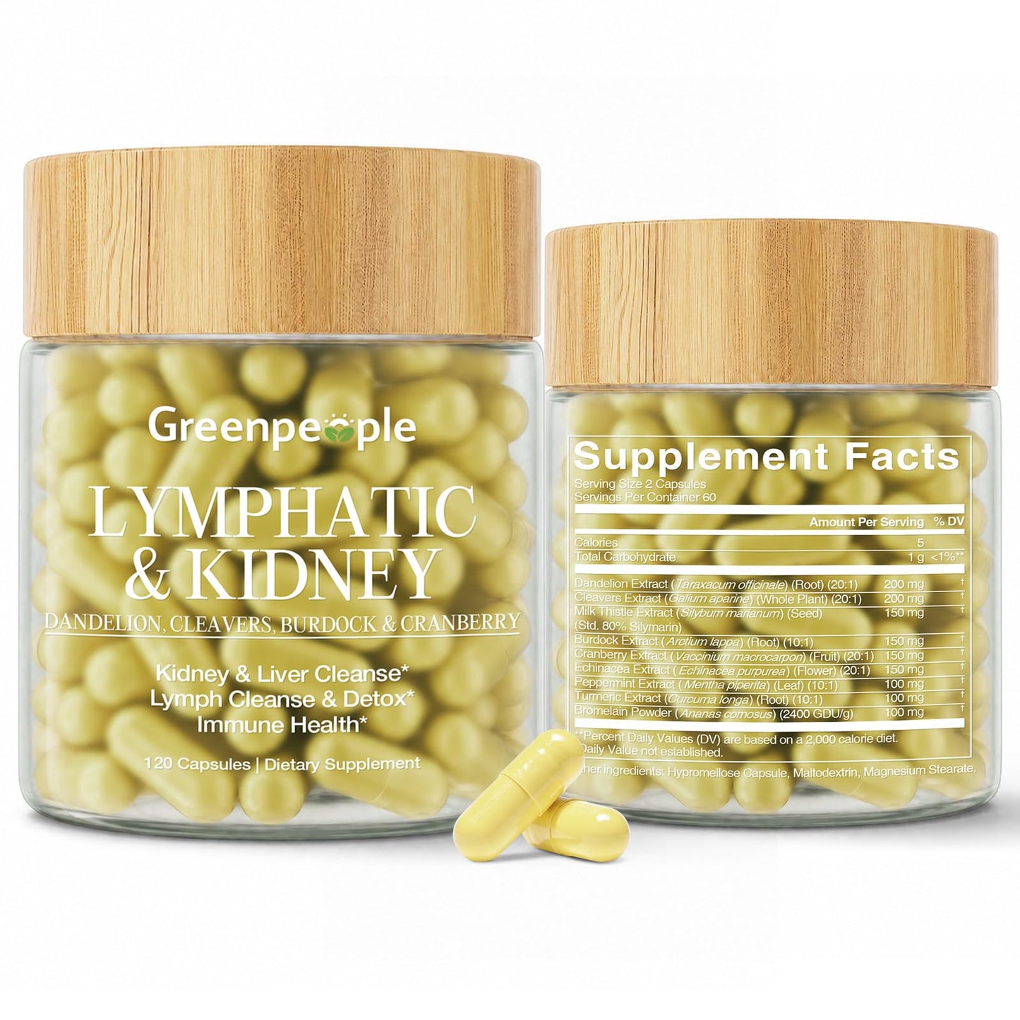 GREENPEOPLE Lymphatic Drainage & Kidney Cleansing Supplements Capsule 240 Count