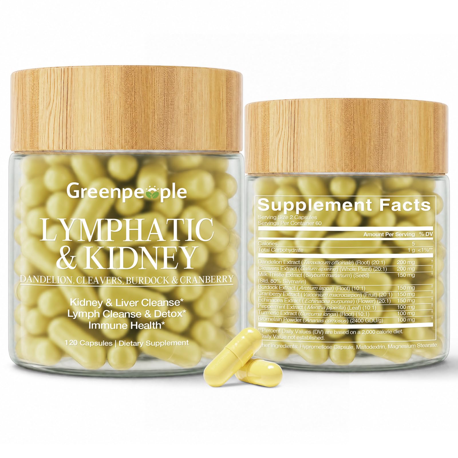 GREENPEOPLE Lymphatic Drainage & Kidney Cleansing Supplements Capsule 240 Count