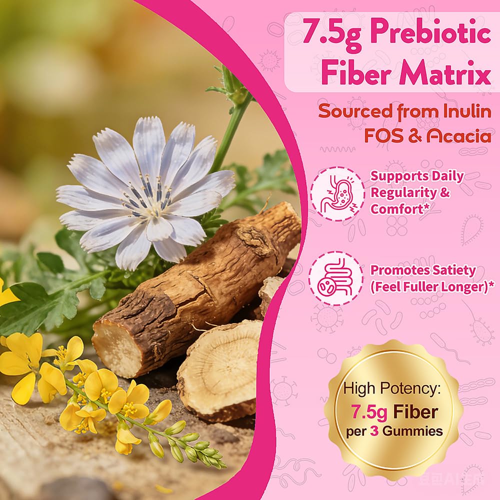 Grewellogy Fiber Gummy Probiotics & Digestive Enzymes, 120 Gummies
