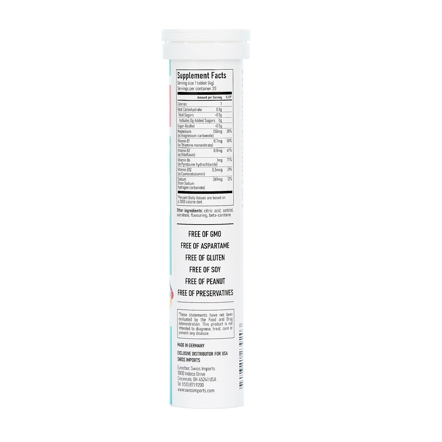 Swiss Imports Effervescent Magnesium + B Complex Dietary Supplement, 240 Tablets