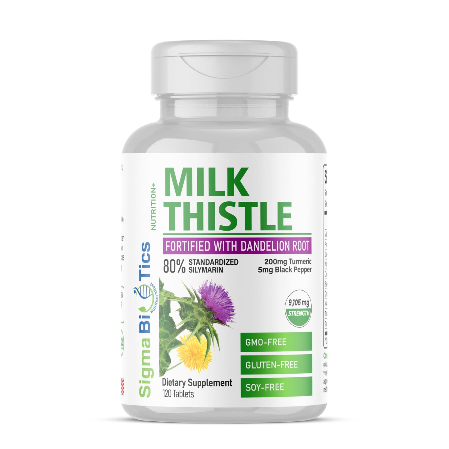 SigmaBiotics Milk Thistle Extract 9105mg Tablets, 120 Tablets