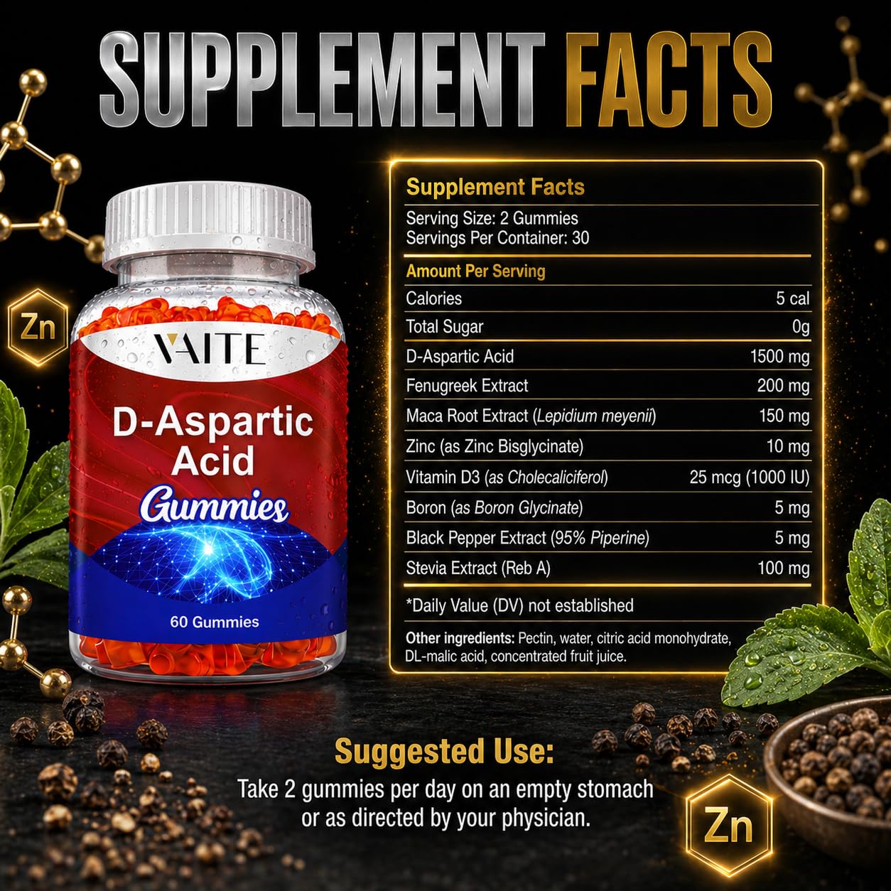 VAITE D-Aspartic Acid Gummies 60 Gummies
