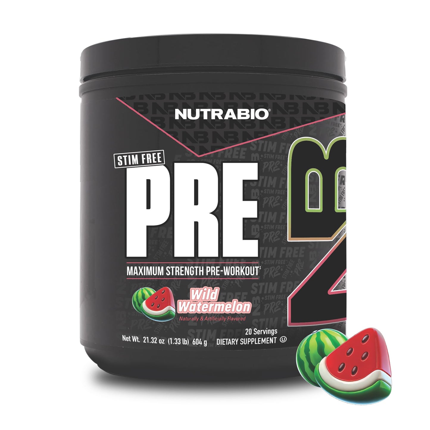 NutraBio Stim-Free Pre Workout for Men Powder 19.2 oz
