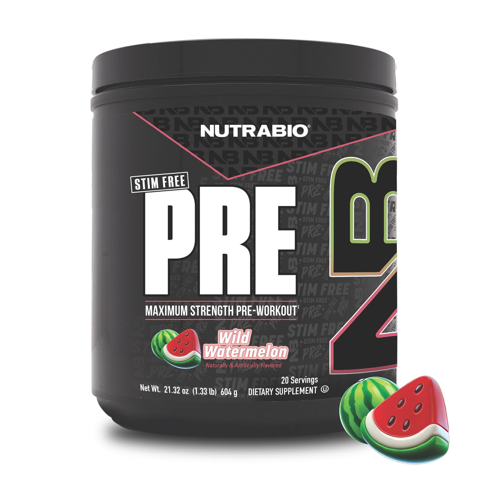 NutraBio Stim-Free Pre Workout for Men Powder 19.2 oz