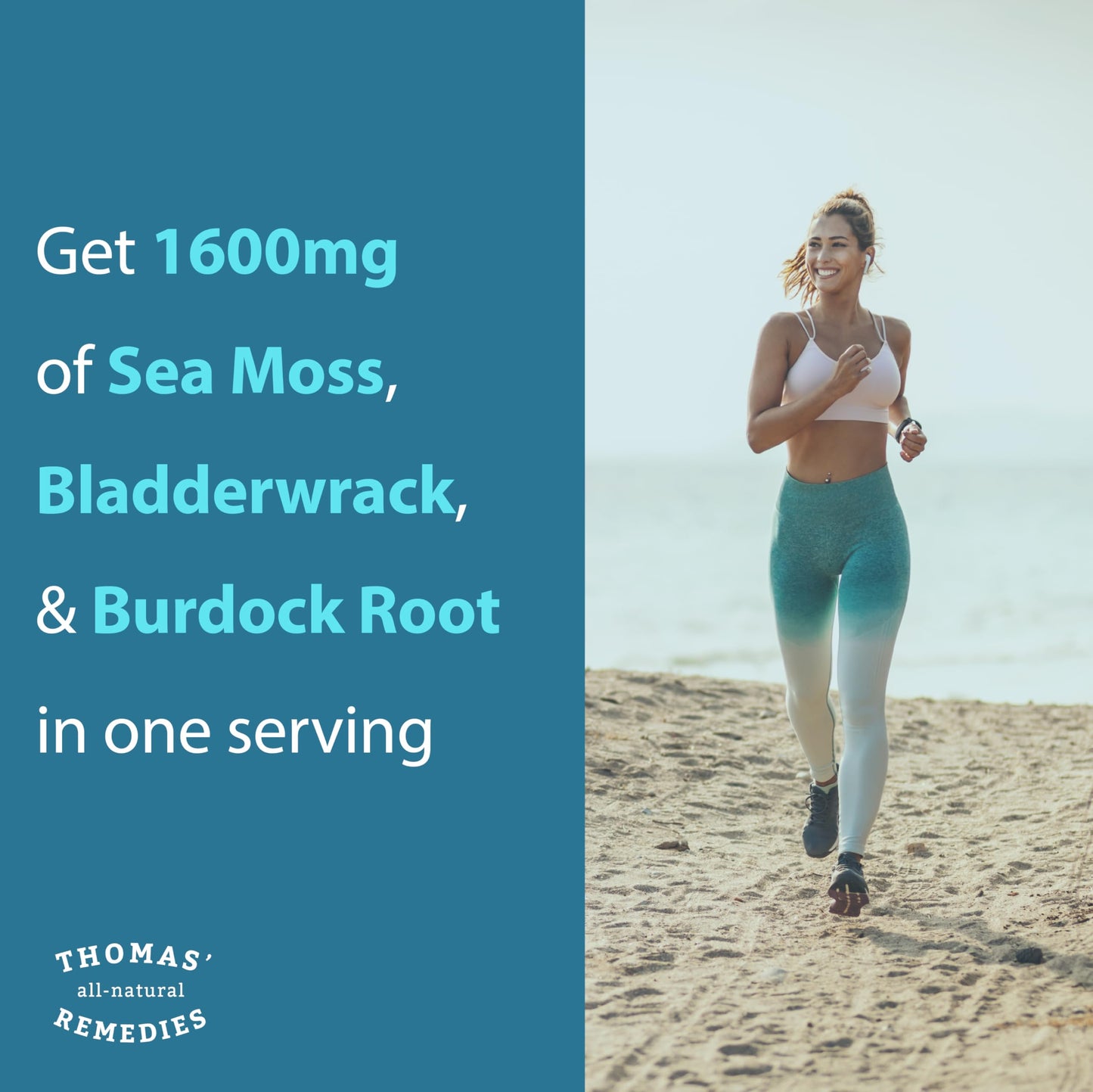 Thomas' all-natural Remedies Irish Sea Moss Capsules with Bladderwrack & Burdock Root Organic for Gut Health, Digestion, Energy & Immune Support, 120 Capsules