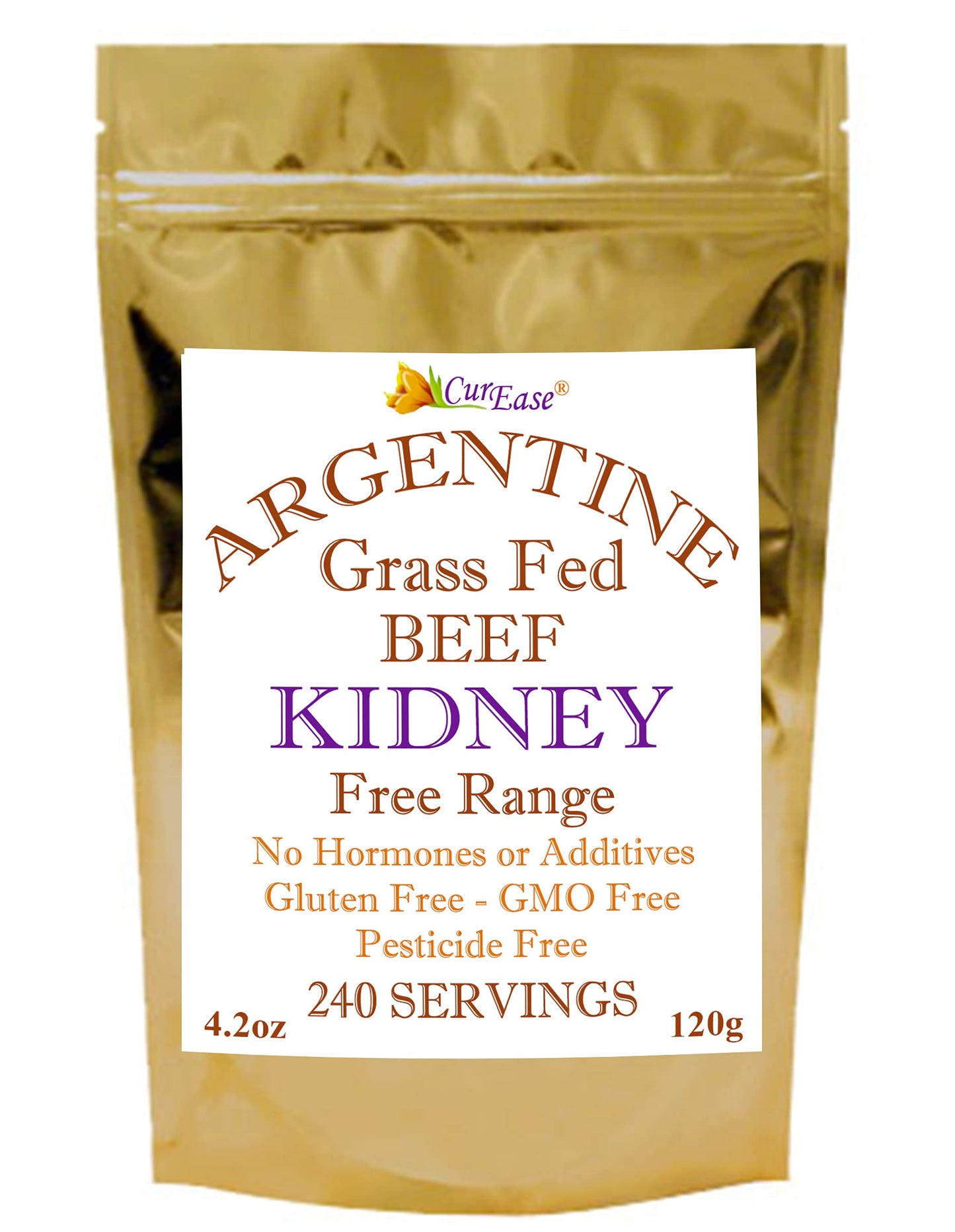 CurEase Argentine Beef Kidney Powder, Grass Fed & Finished, 240 Servings