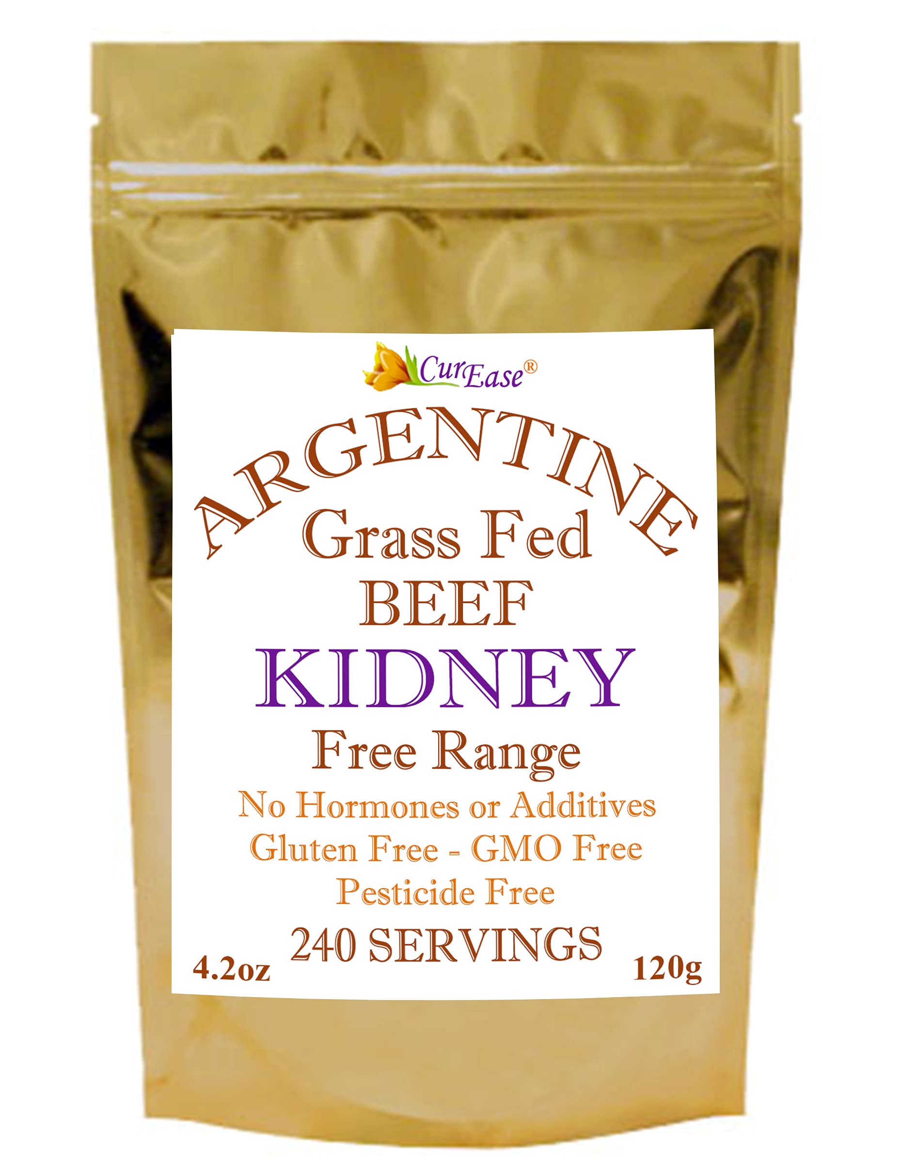 CurEase Argentine Beef Kidney Powder, Grass Fed & Finished, 240 Servings