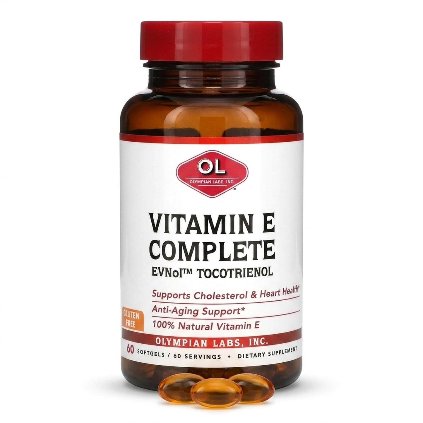 Olympian Labs Vitamin E Complete Tocomin 200IU Softgels, 60 Count