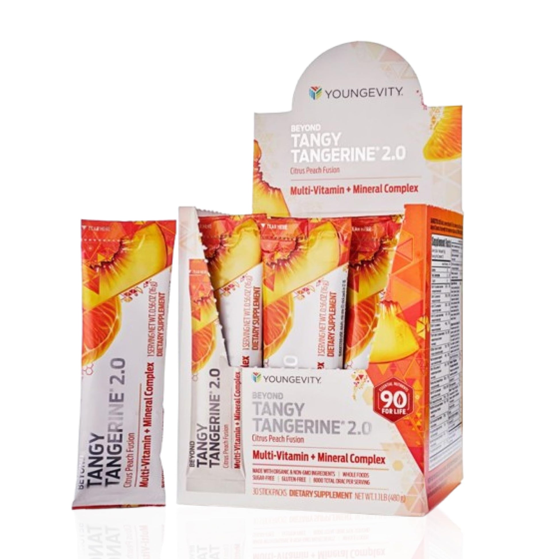 Youngevity Beyond Tangy Tangerine 2.0 Citrus Peach Infusion Powder, 30 Count