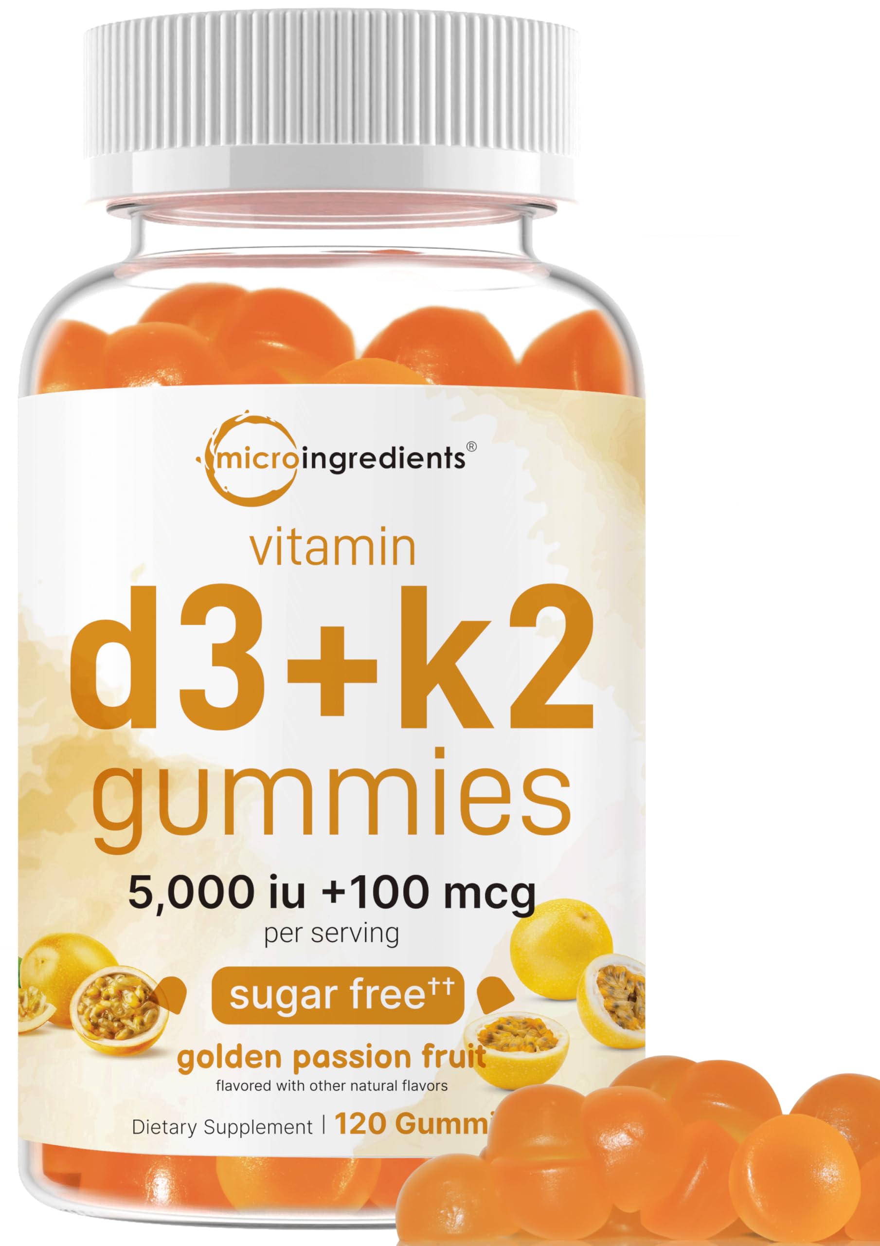 Micro Ingredients Vitamin D3 K2 Gummies, 120 Count