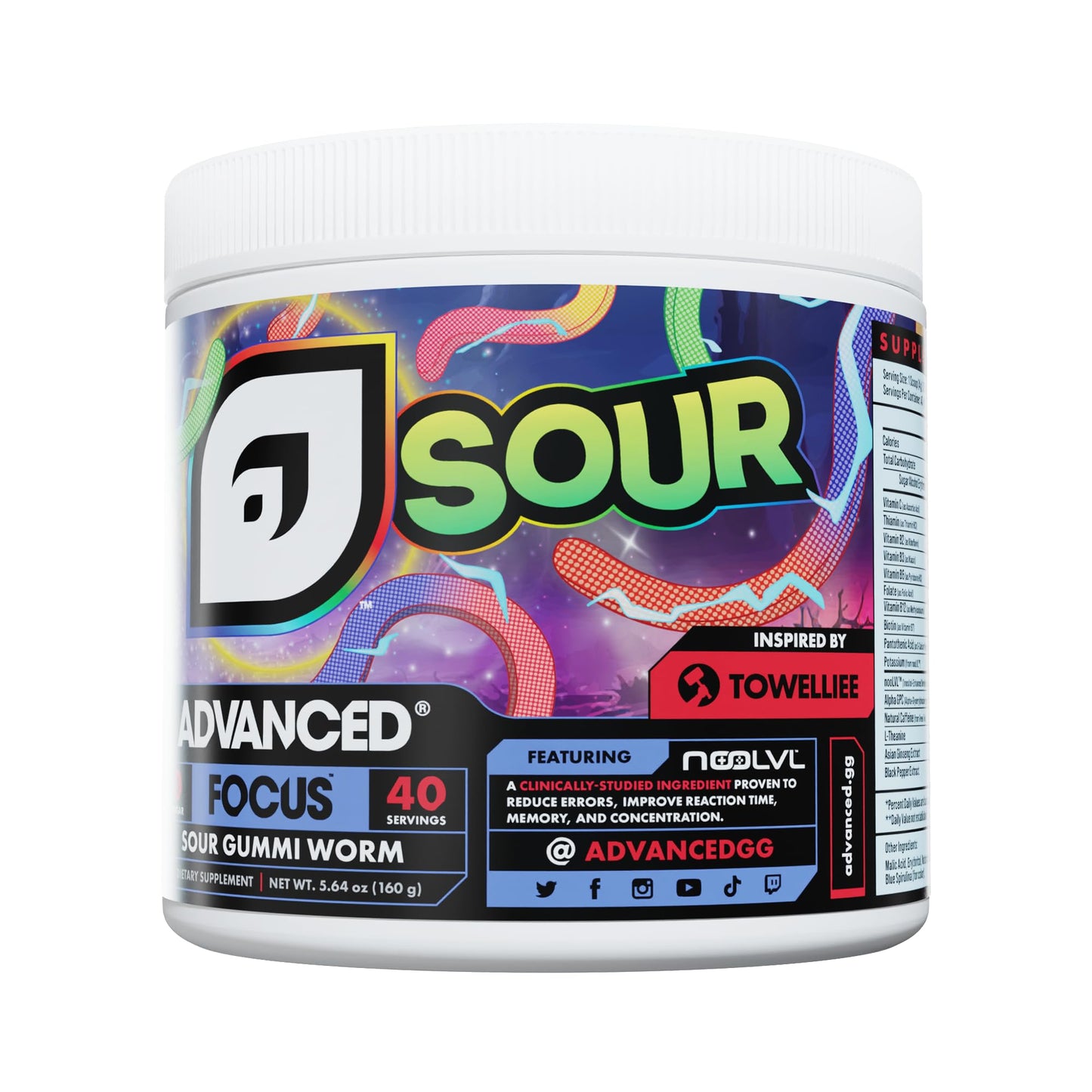 Advanced Focus - Sour Gummi Worm Powder 5.71 Ounce