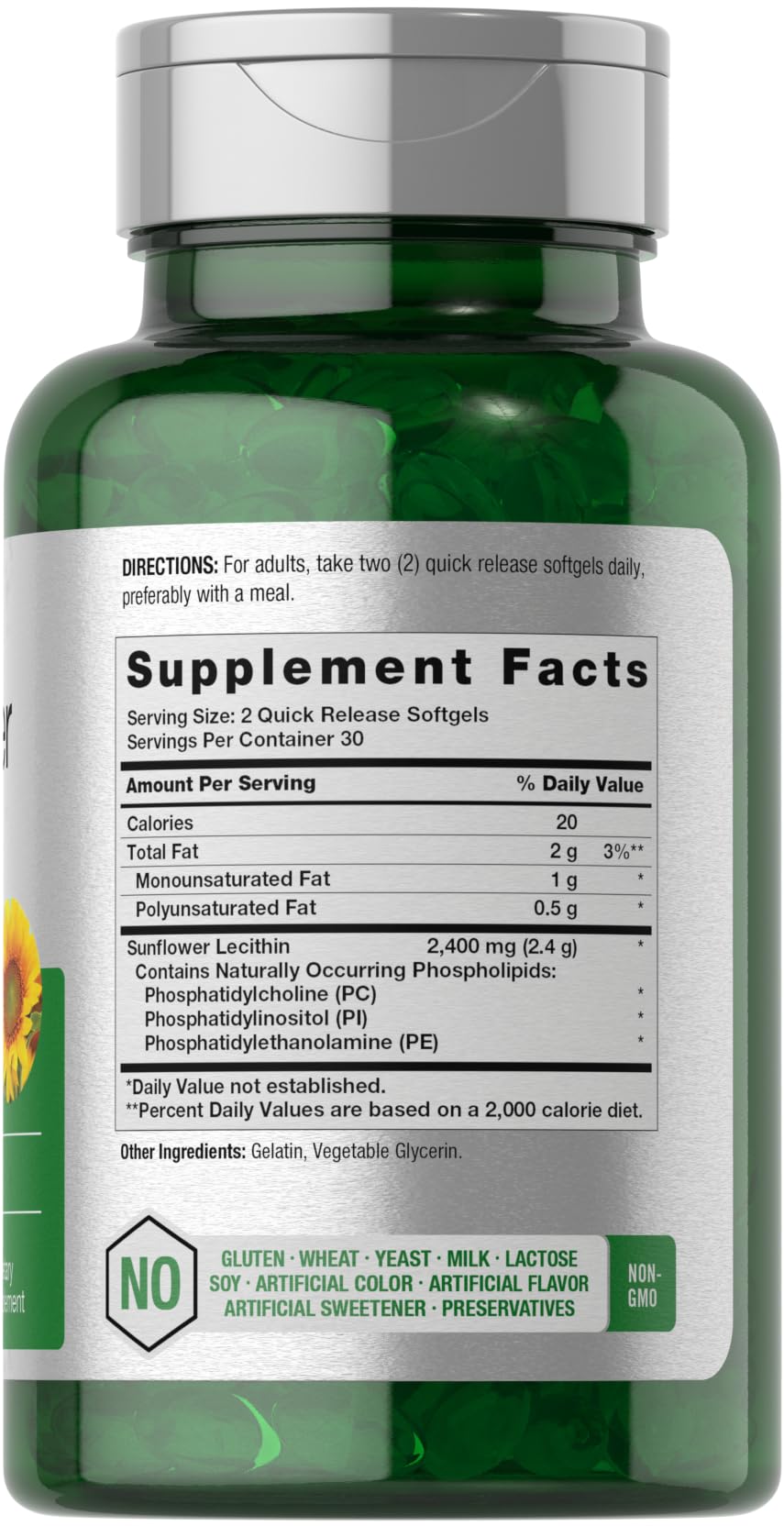 Horbäach Sunflower Lecithin Softgel Capsules, 60 Count