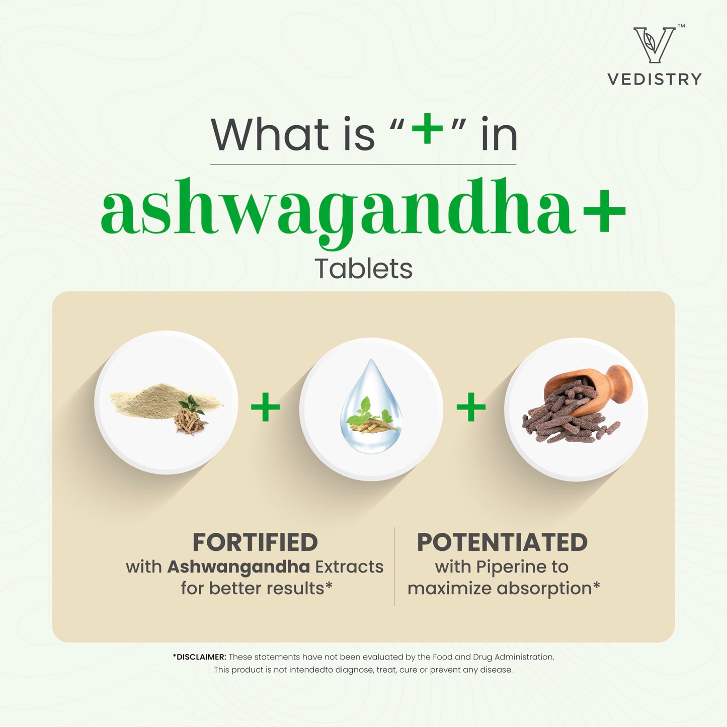 Vedistry Ashwagandha+ 1100mg Tablets with Long Pepper 60 Tablets