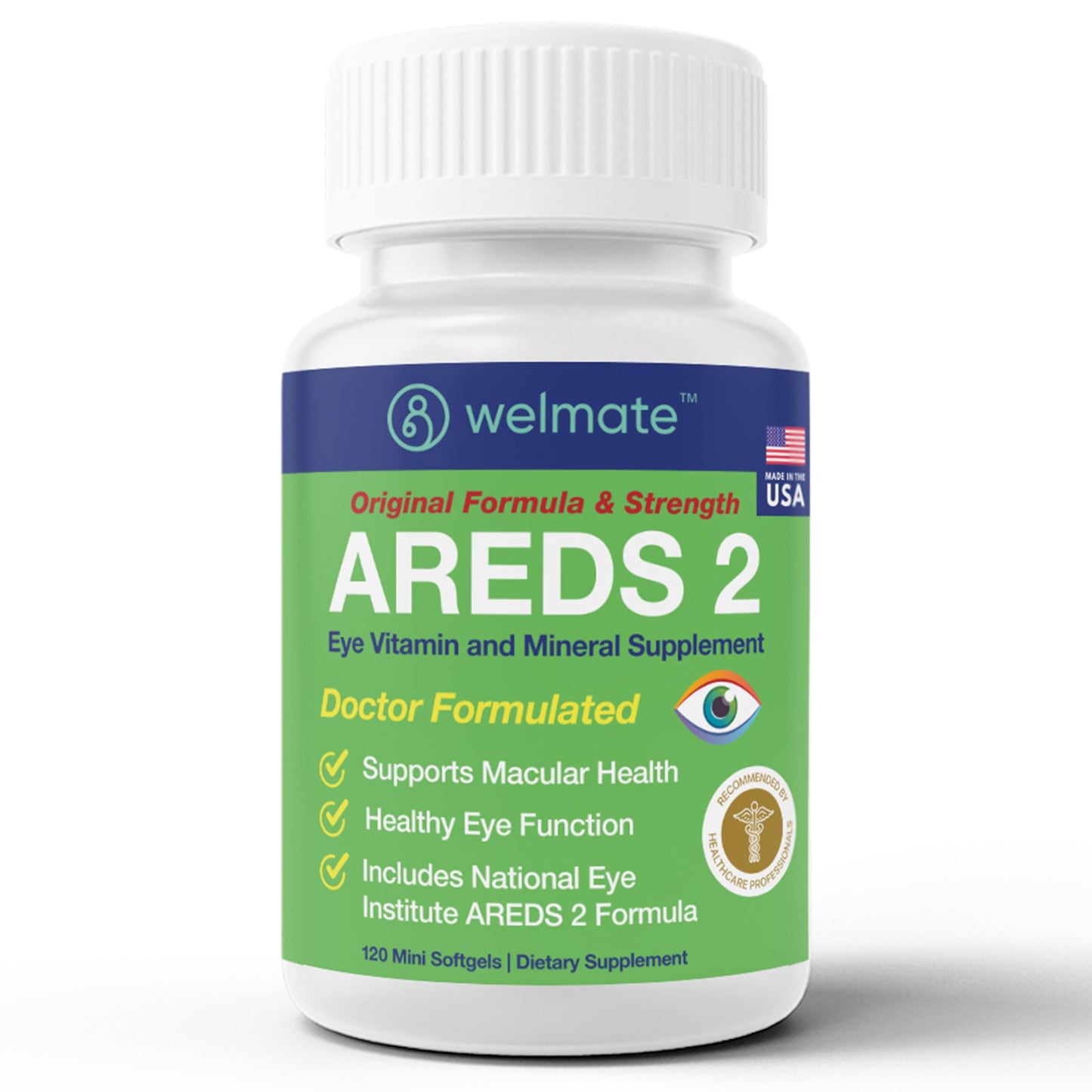 WELMATE AREDS 2 Eye Vitamin and Mineral Supplement Softgels 120