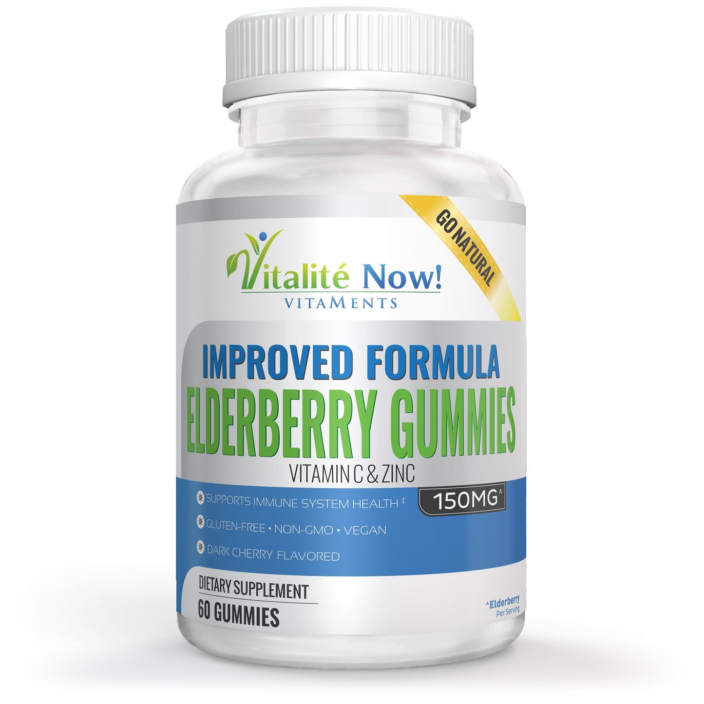Vitalité Now! Improved Formula Organic Elderberry Gummies, 60 Count
