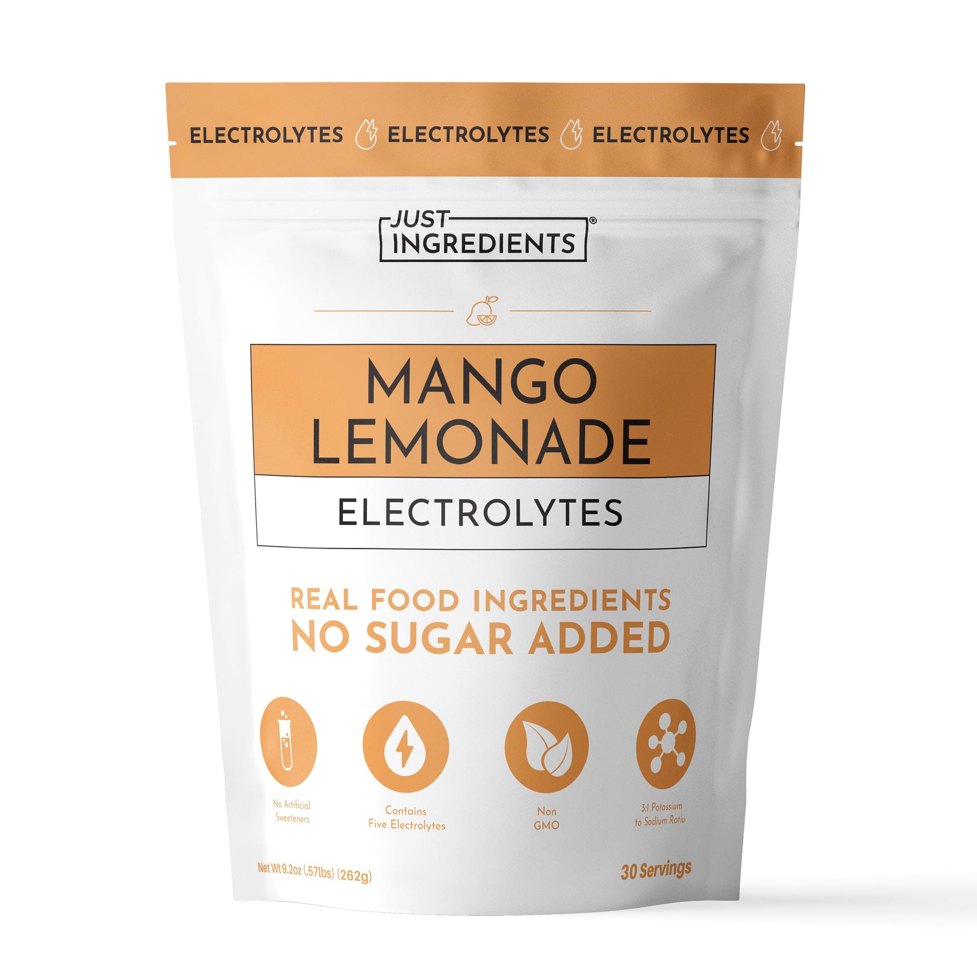 JUST INGREDIENTS Mango Lemonade Electrolytes No Sugar Powder 9.2