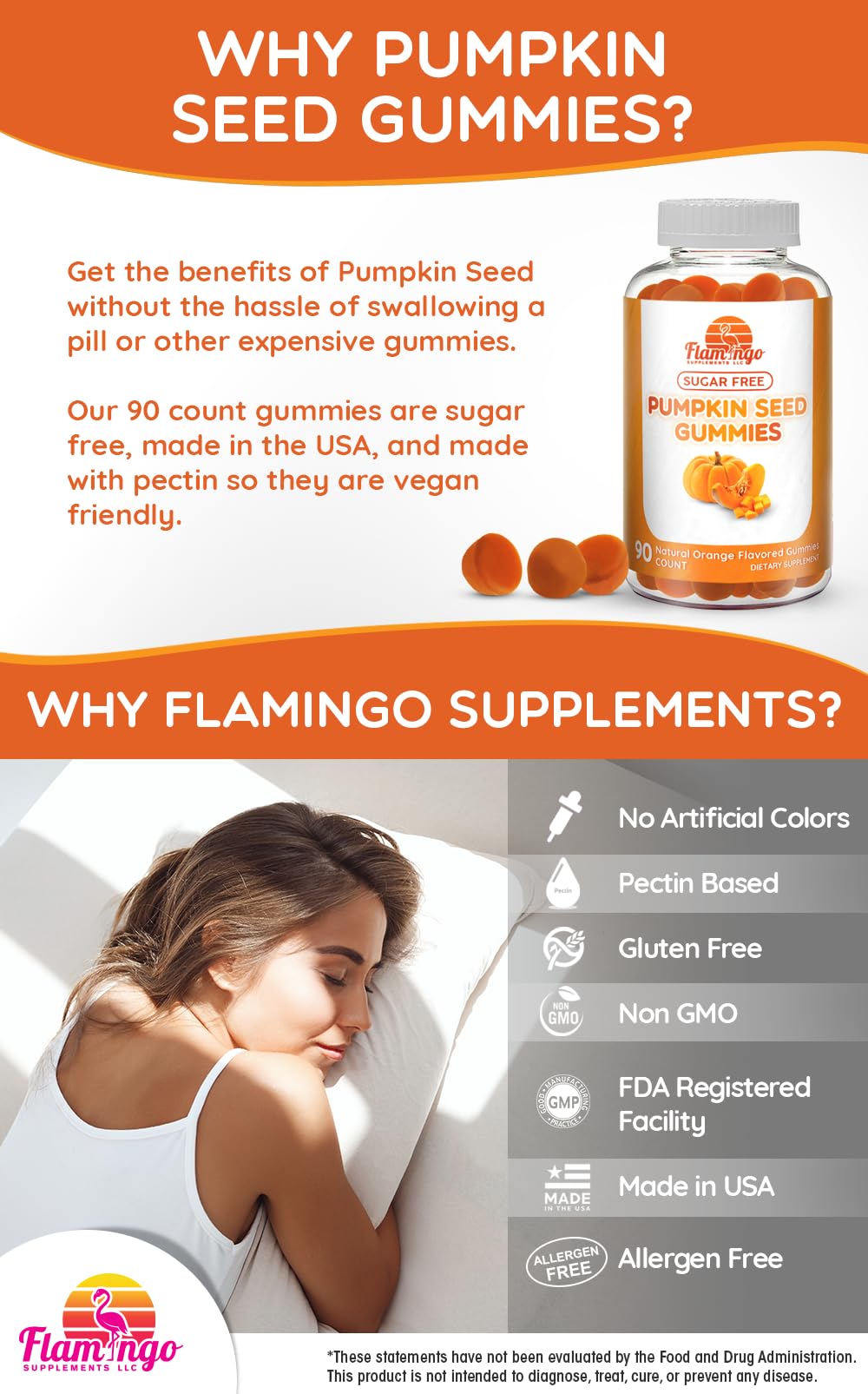 Flamingo Supplements Pumpkin Seed Oil Gummies 90 Count