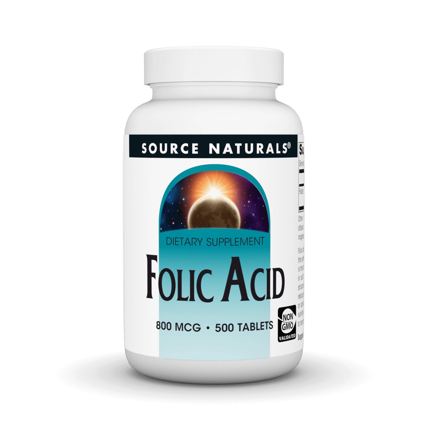 Source Naturals Folic Acid 800 mcg Tablet, 500 Tablets