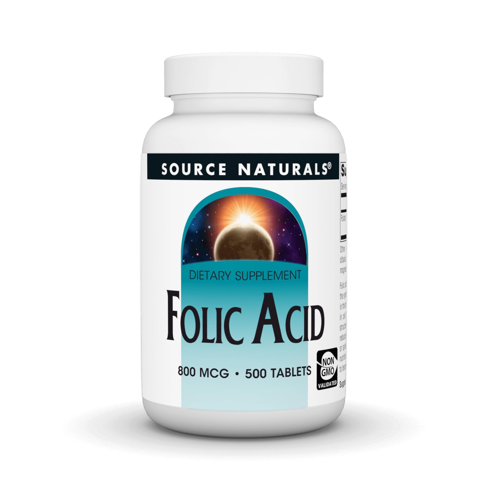 Source Naturals Folic Acid 800 mcg Tablet, 500 Tablets