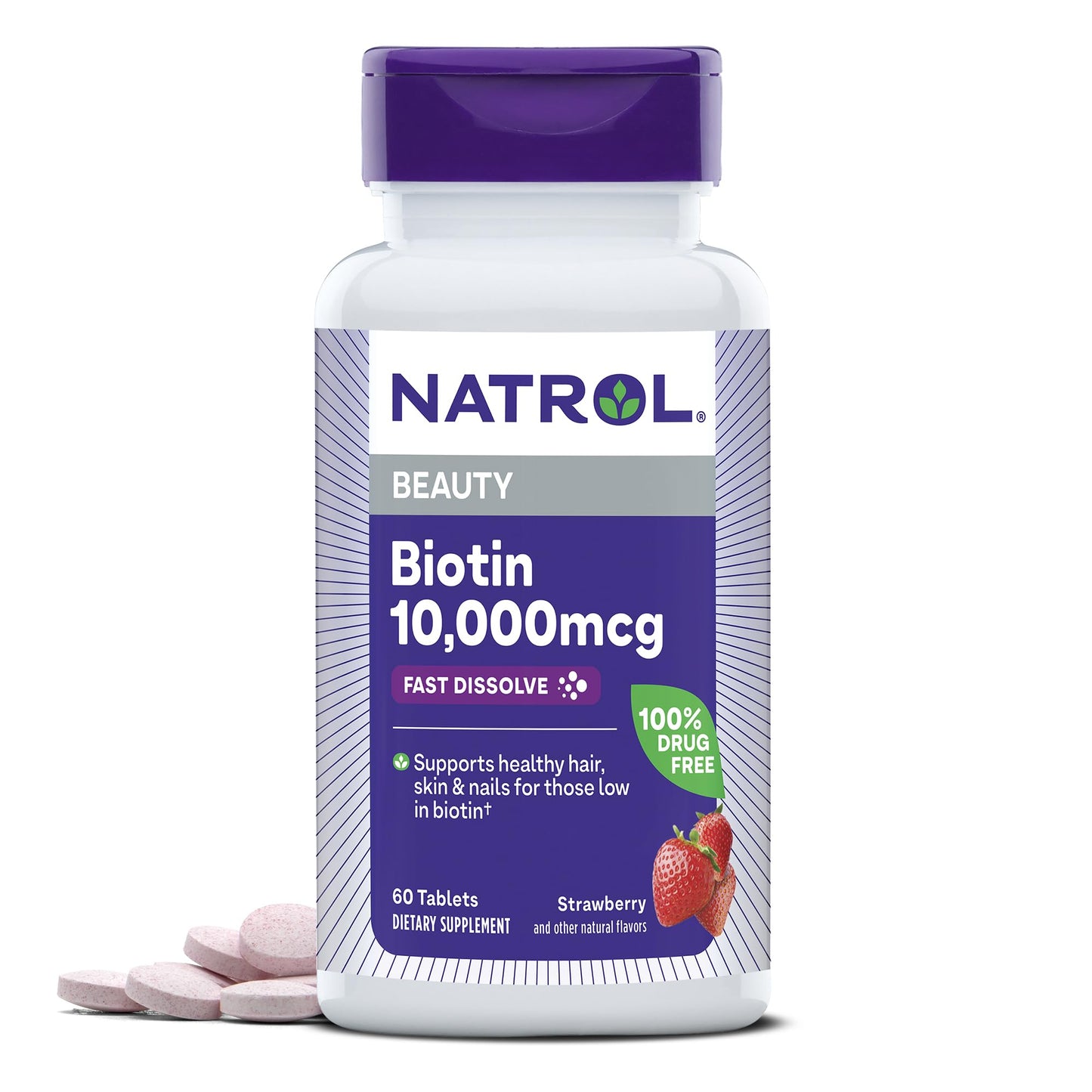 Natrol Biotin 10000mcg Tablet, 60 Tablets
