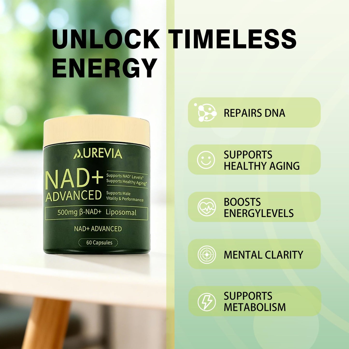 IntyPure Aurevia Liposomal NAD+ 500mg Capsules, 60 Count