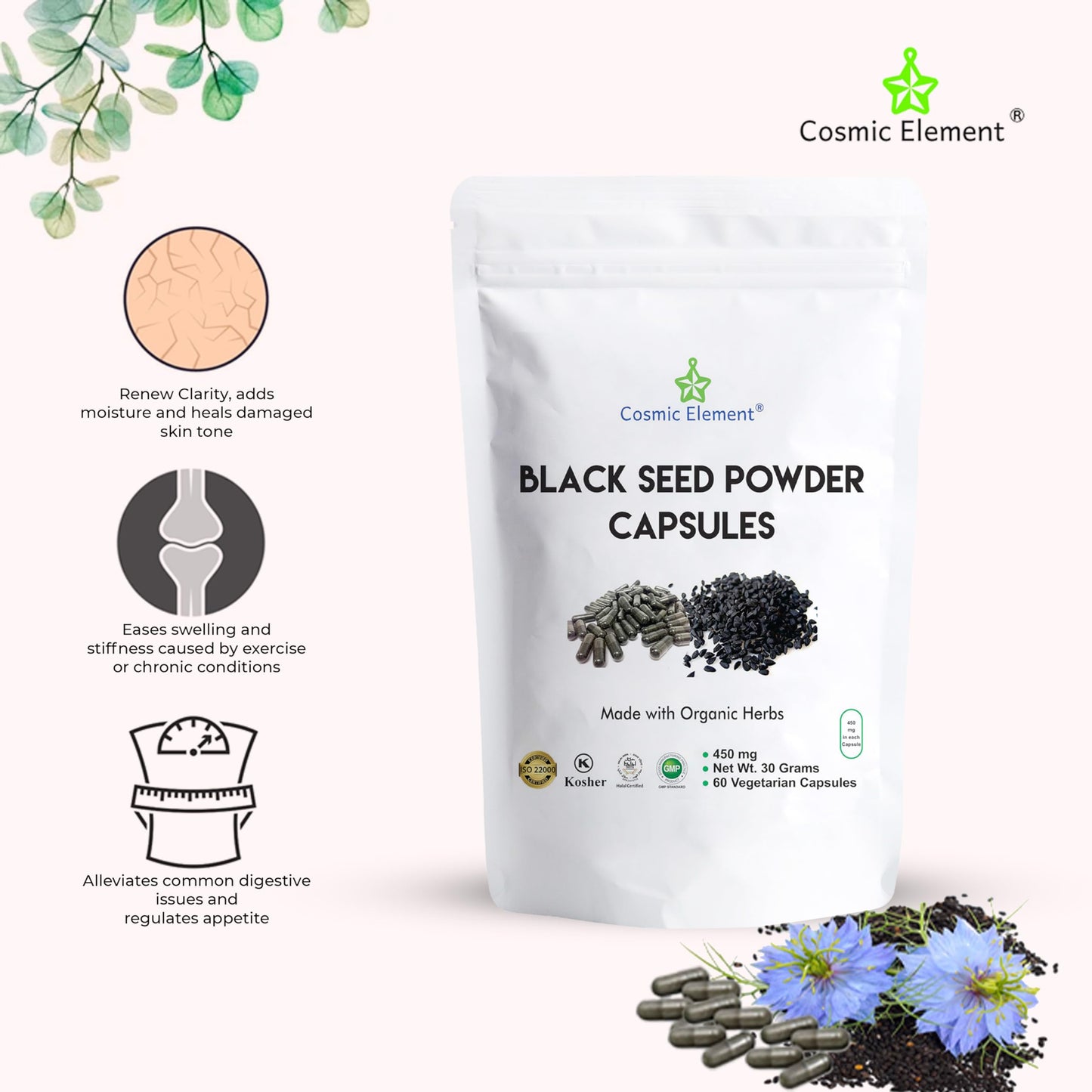 Cosmic Element Black Seed Powder, 60 Capsules
