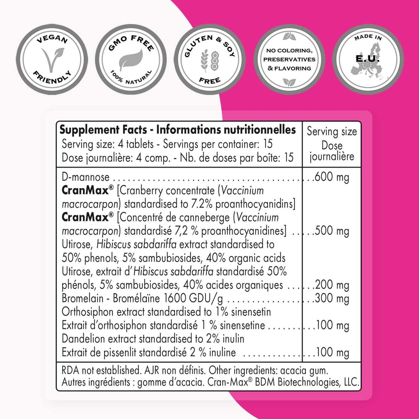 Supersmart U-Tract Forte with D-Mannose & Bromelain 60 Tablets