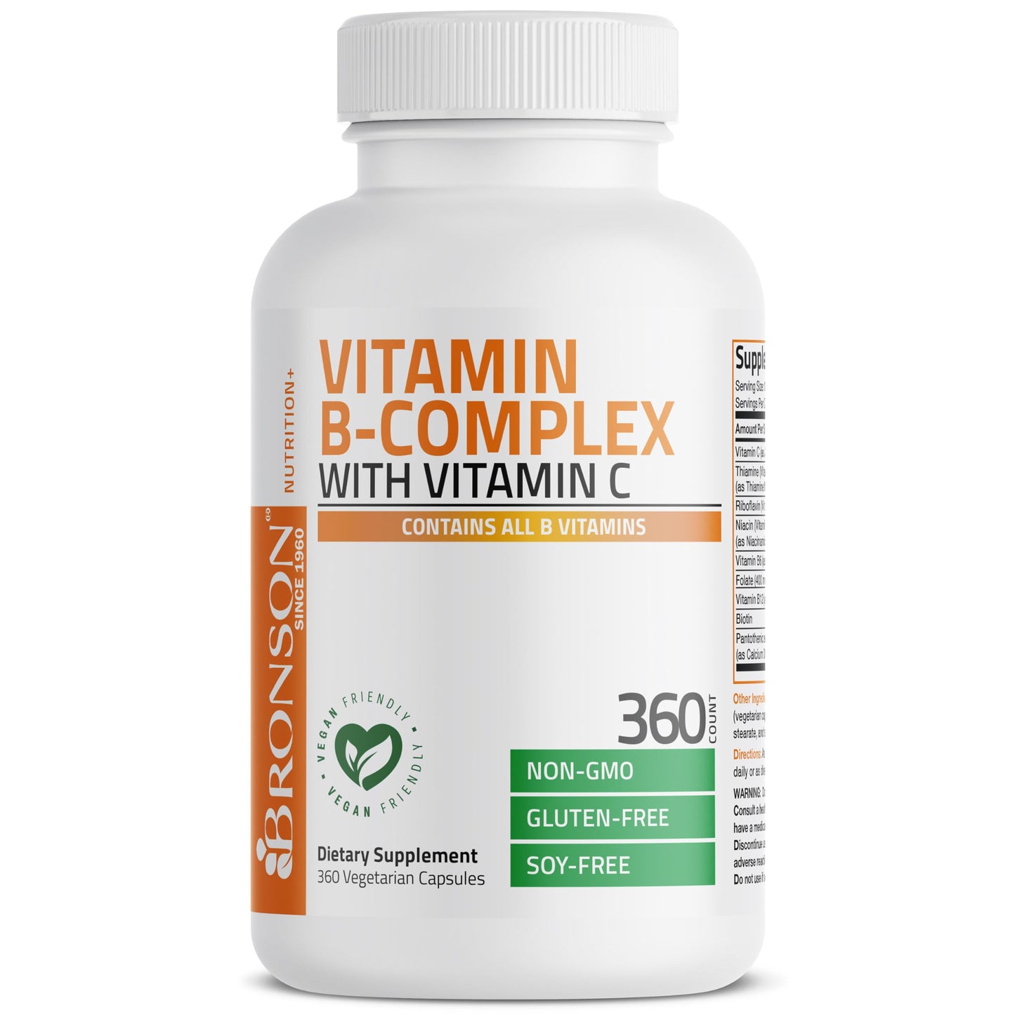 Bronson Vitamin B Complex with Vitamin C - Immune Health, Energy Support & Nervous System Support - Non-GMO, 360 Vegetarian Capsules