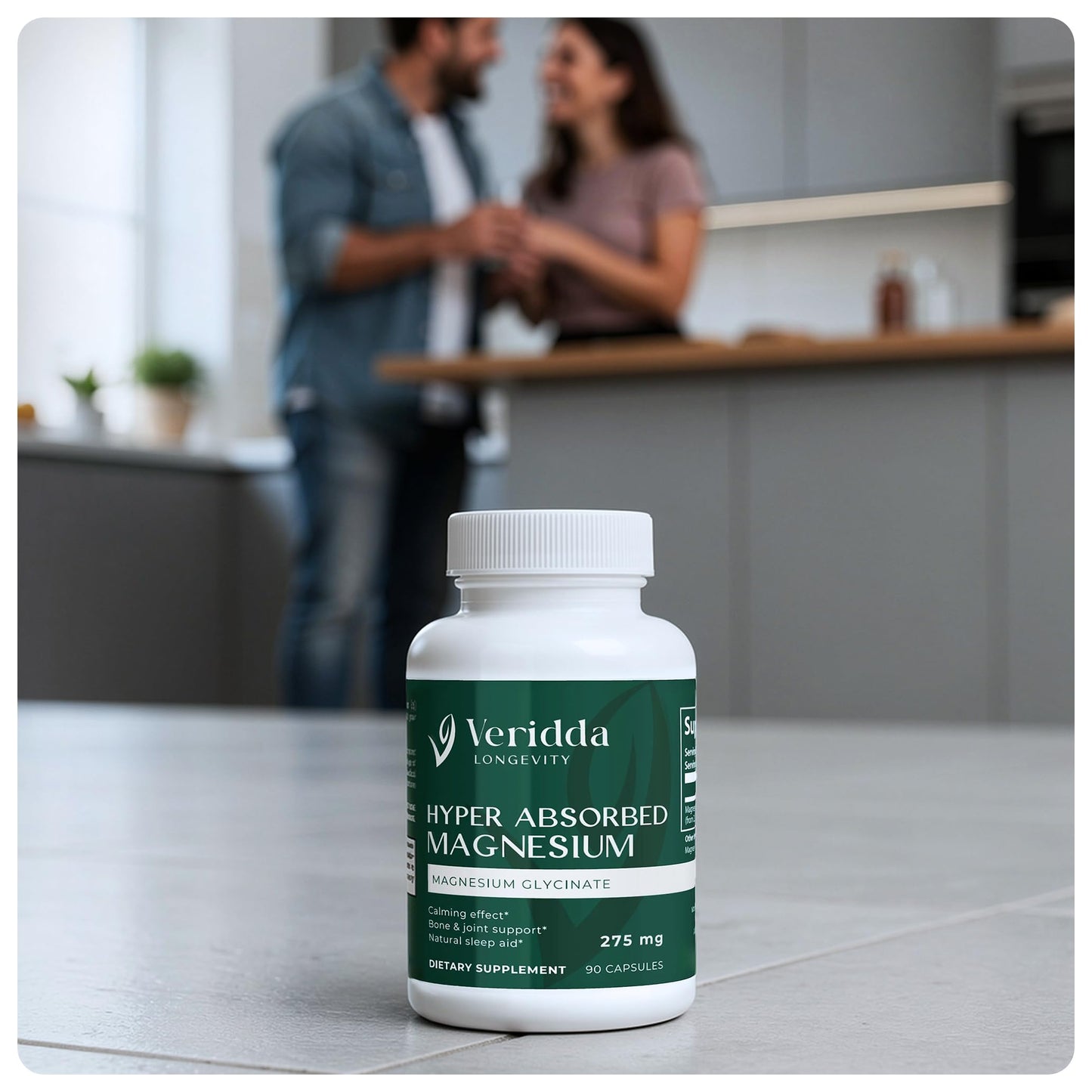 Veridda Longevity Magnesium Glycinate 275 mg Capsules 90 Count