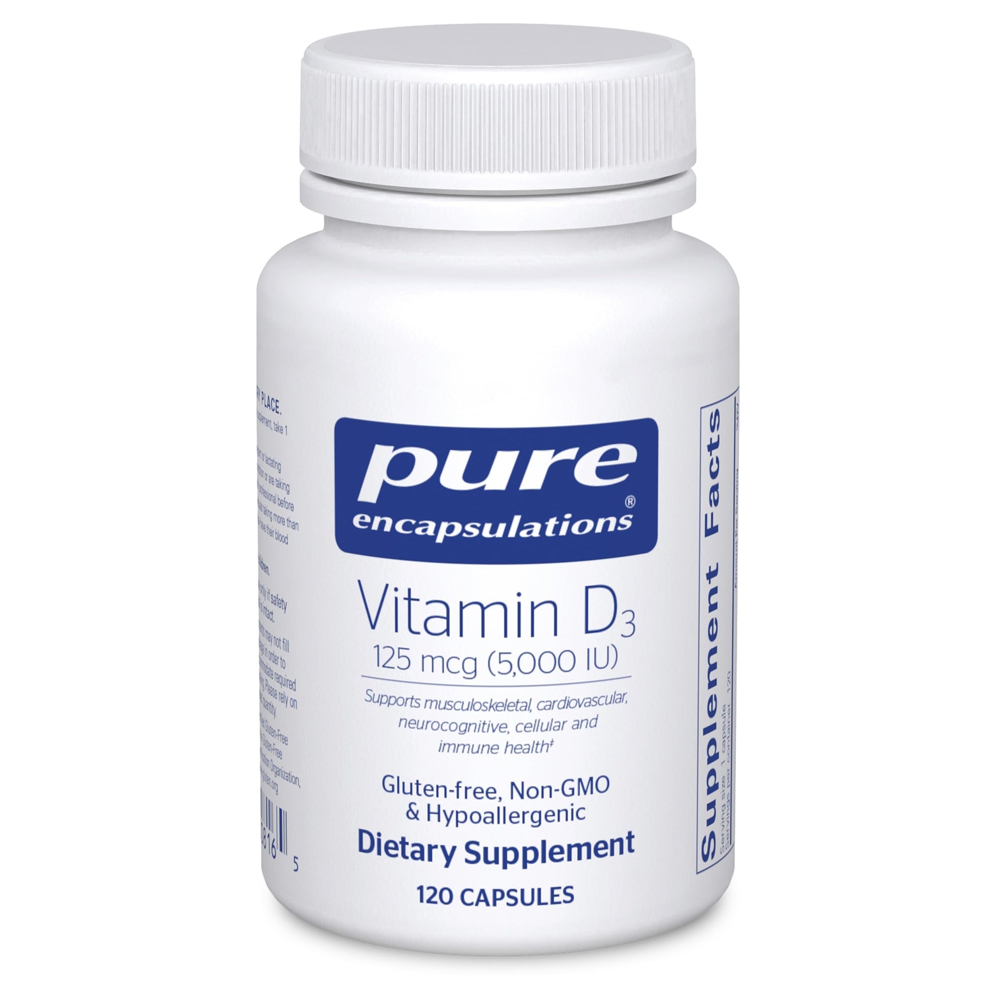 Pure Encapsulations Vitamin D3 125 mcg (5,000 IU) Capsules, 120 Count