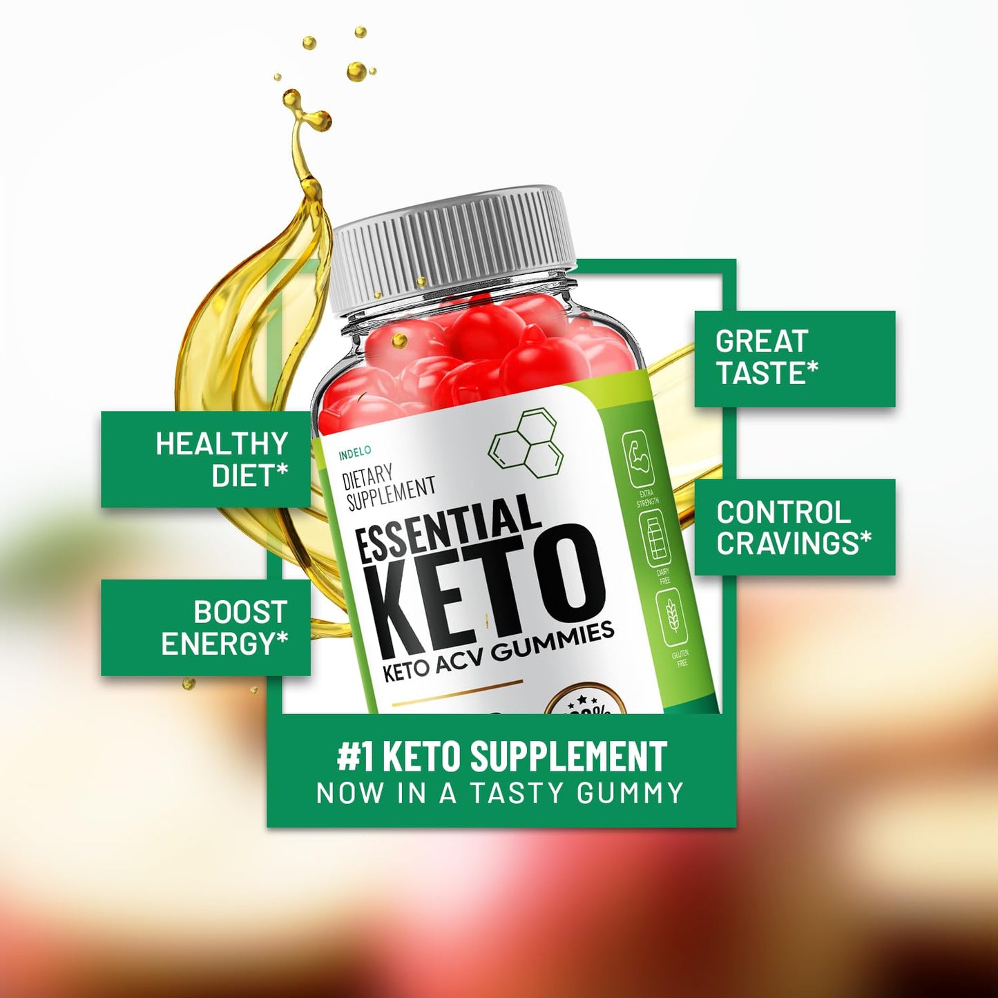 Indelo Essential Keto ACV Gummies, 180 Gummies