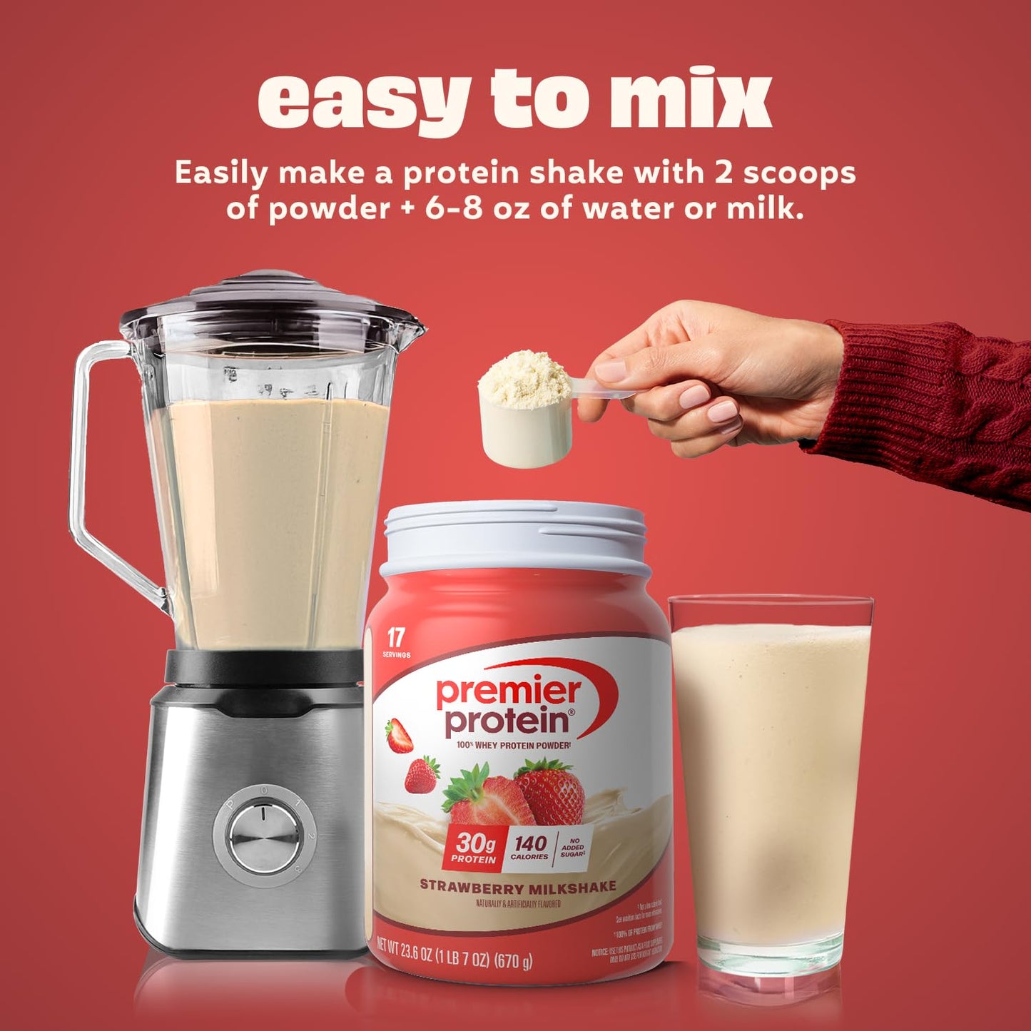 Premier Protein Whey Protein Powder Strawberry, 17 Servings