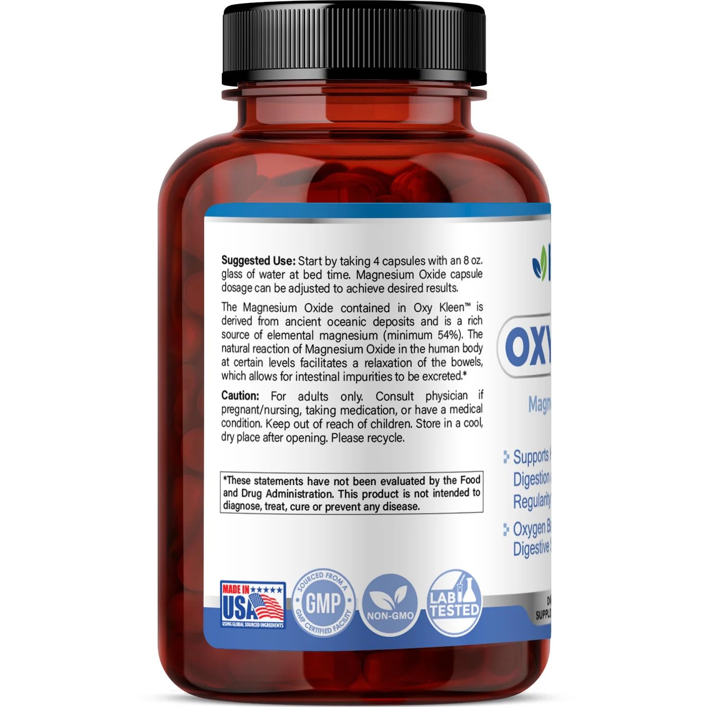 FineLand Oxy Kleen Magnesium Oxide 1,620 mg per Serving, 60 Capsules