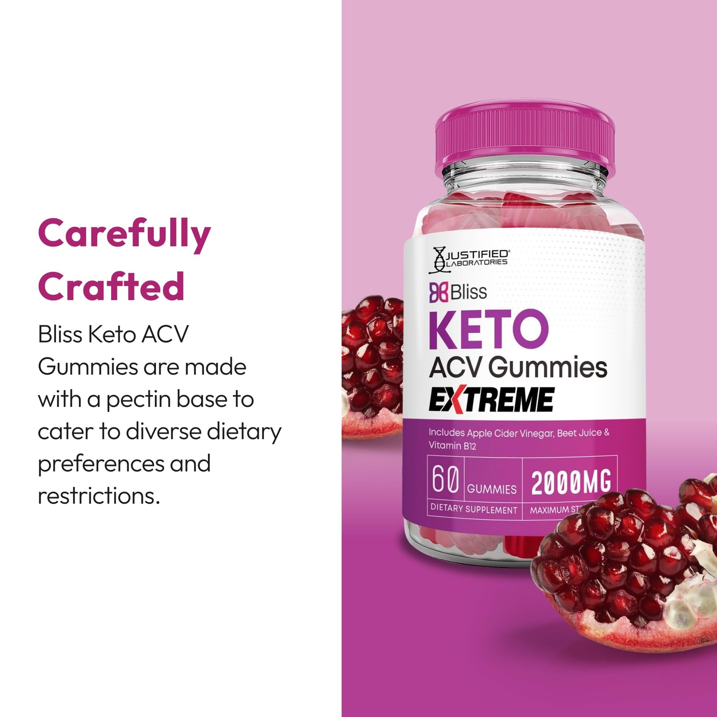 Justified Laboratories Bliss Keto ACV Gummies Extreme Gummy 180 Count