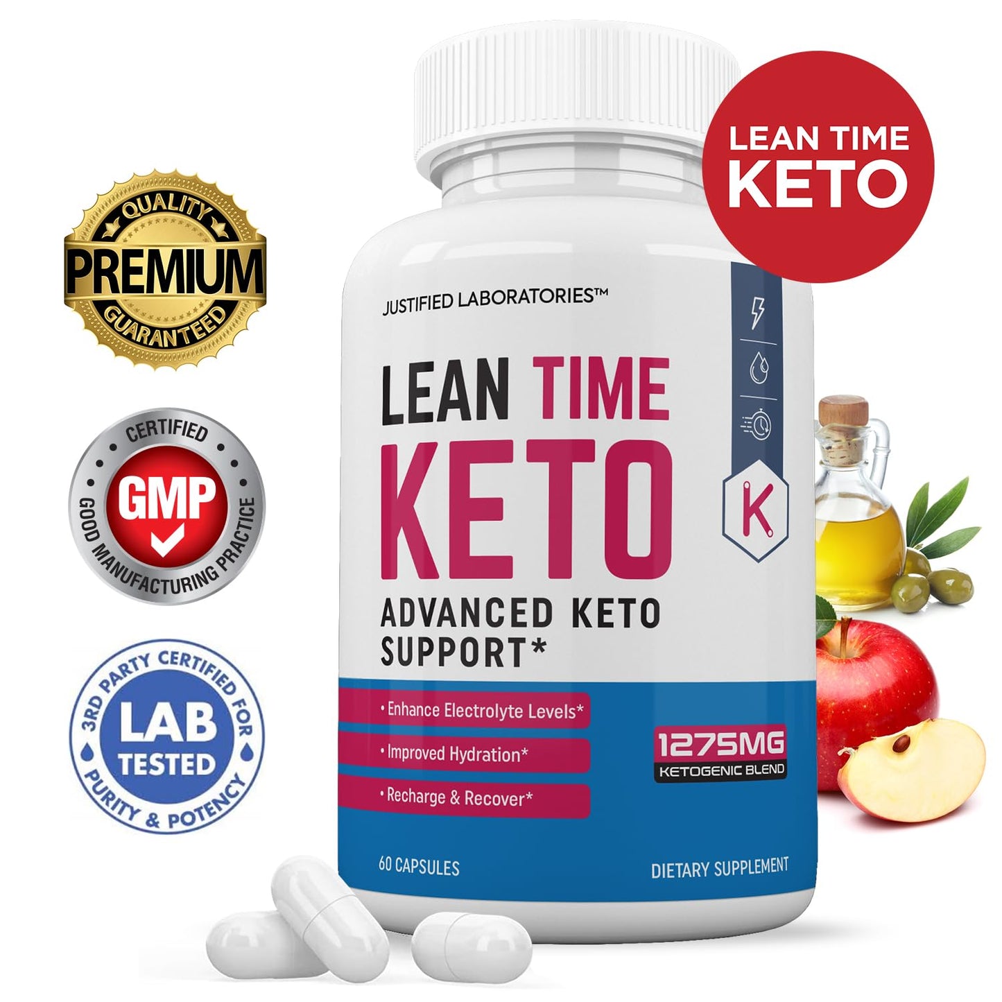 Justified Laboratories Lean Time Keto Pills 1275MG Capsule, 60 Count
