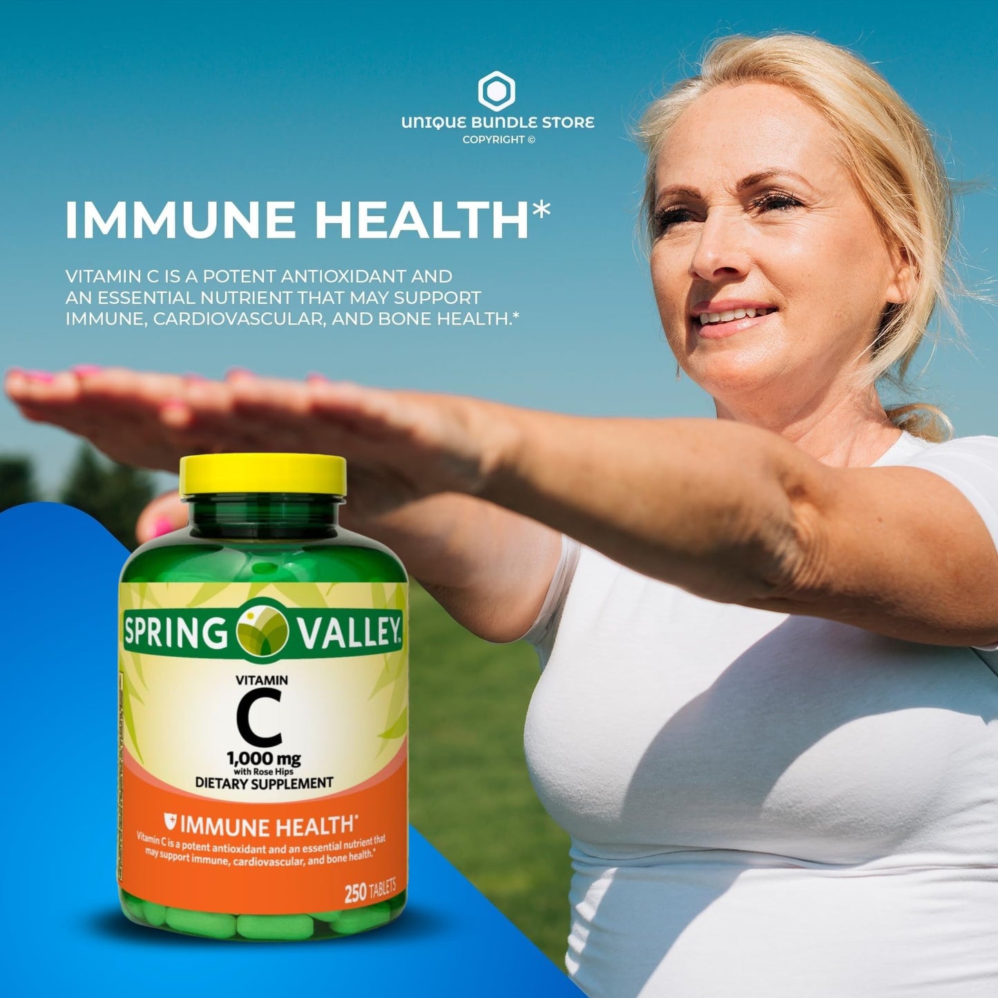 Unique Bundle Store Vitamin C 1000mg with Rose Hips, 500 Tablets